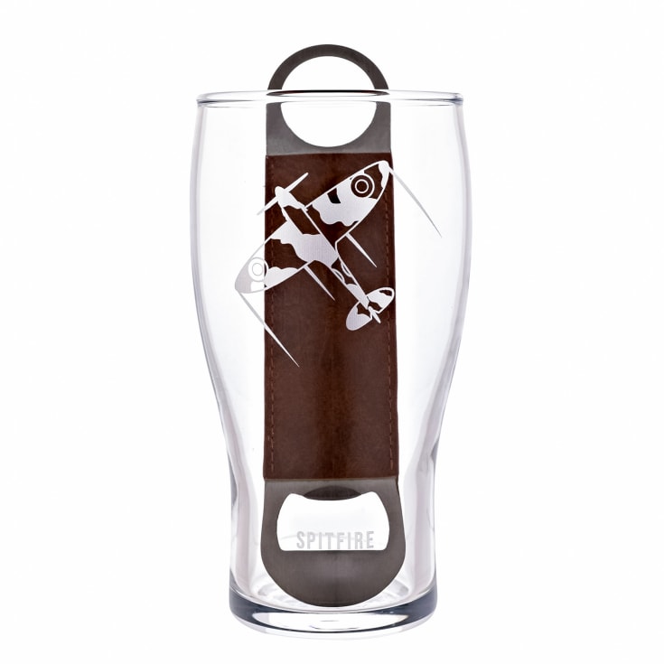 RAF Spitfire Etched Pint Glass & Bottle Opener Set product image