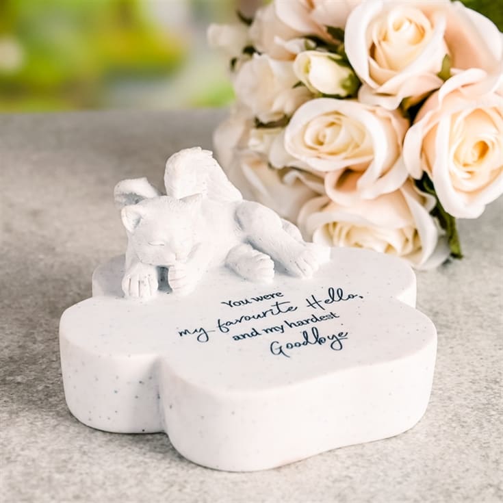 The Gift Experience White/Black "You Were My Favourite Hello" Cat Memorial Plaque