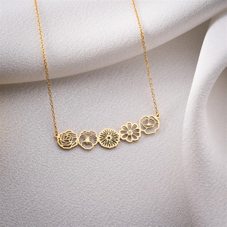 Personalised Birth Flower Family Link Necklace product image