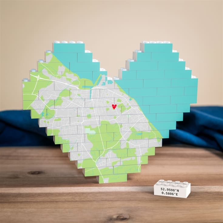 Personalised "Where We Met" Heart-Shaped LEGO® Brick Map Keepsakes product image