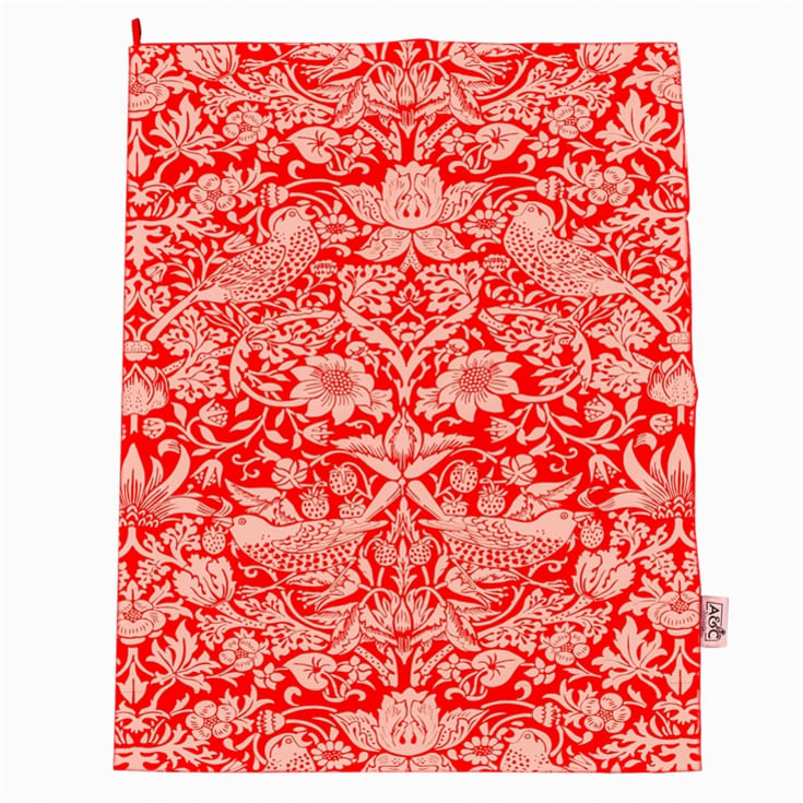 William Morris Raspberry Recycled Cotton Tea Towel product image