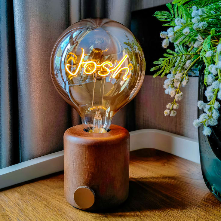 Personalised LED Any Name or Word Glass Bulb & Stand product image