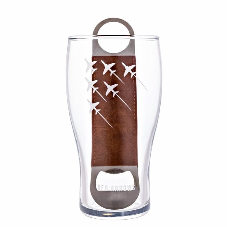 RAF Red Arrows Etched Pint Glass & Bottle Opener Set product image