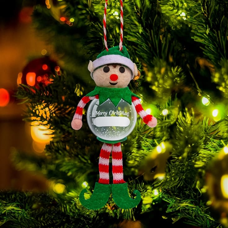 Personalisable Elf Snow Globe Christmas Decoration product image