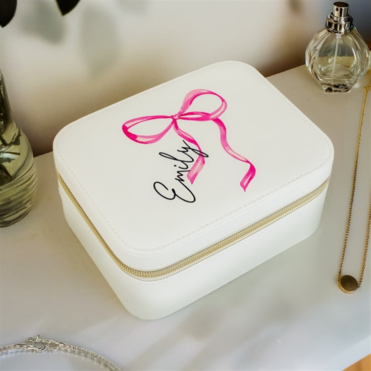 The Gift Experience Personalised Bow Travel Jewellery Box