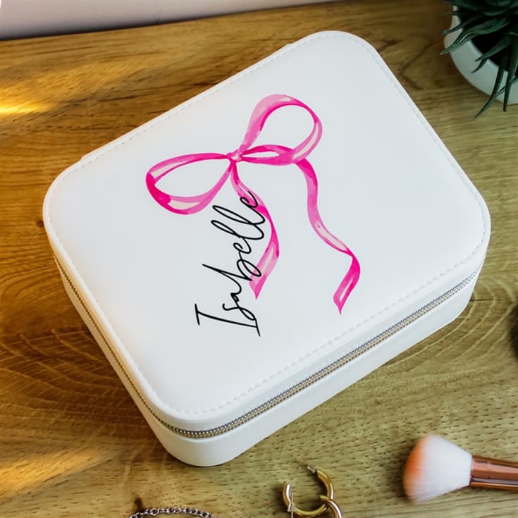 Personalised Bow Travel Jewellery Box product image