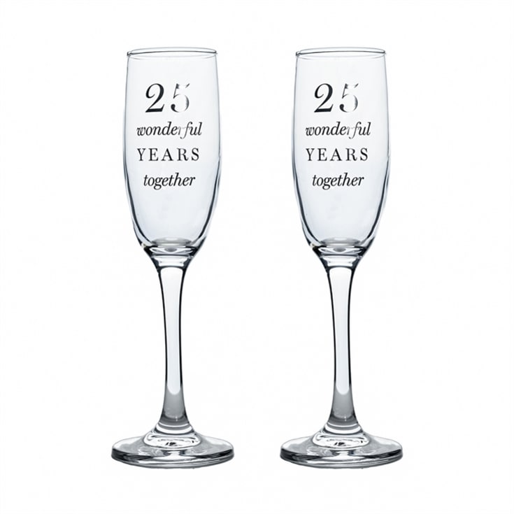 25th Anniversary Champagne Flute Glasses - Set of 2 product image
