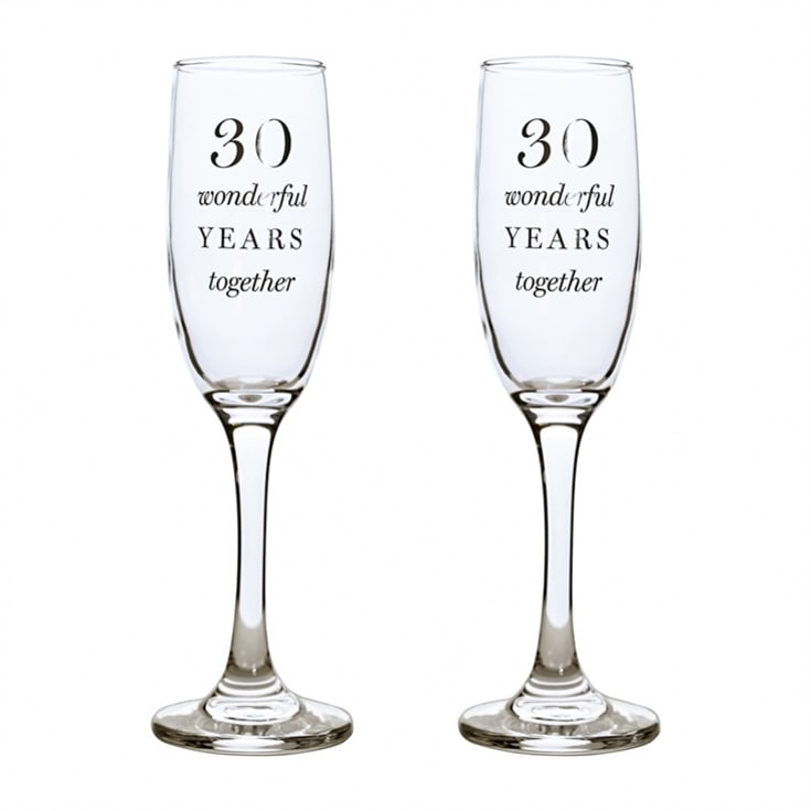 The Gift Experience 30Th Anniversary Champagne Flute Glasses - Set Of 2