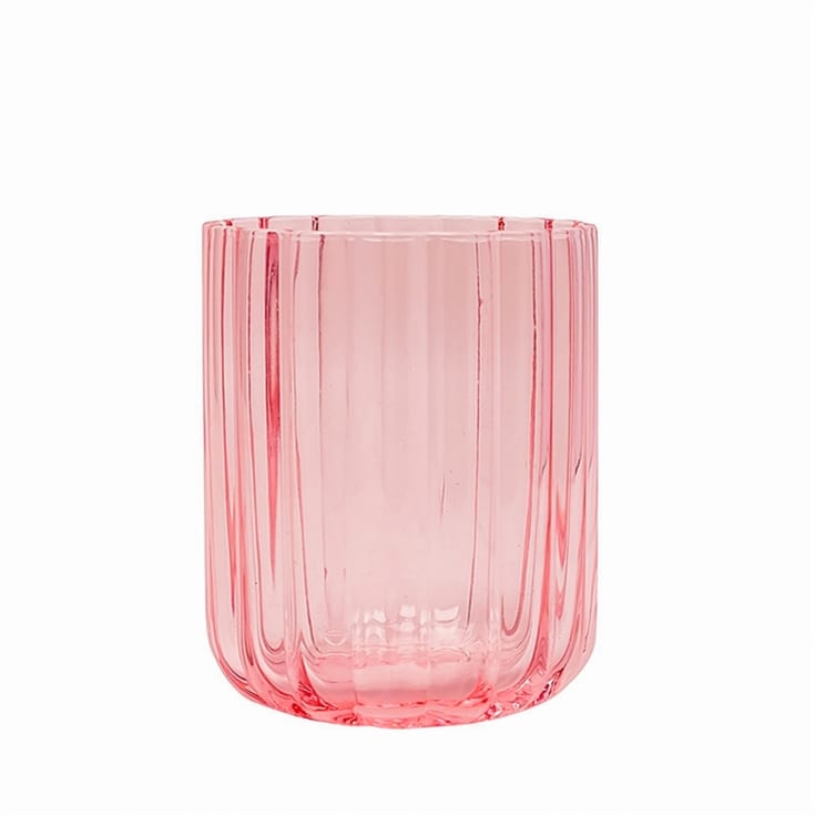 Set of 2 Scalloped Pink Glass Tumblers product image