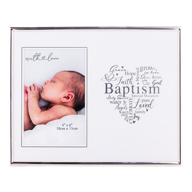 The Gift Experience Silver Baptism Heart Photo Frame