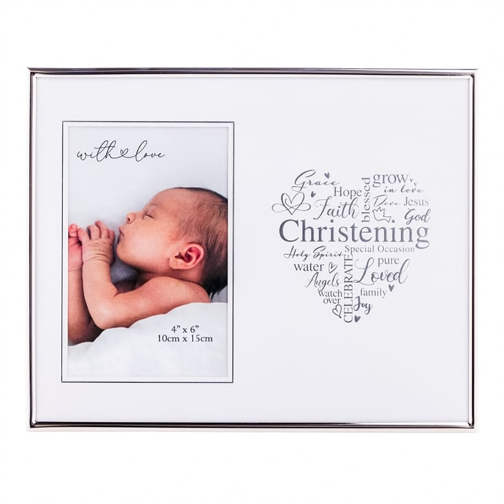 The Gift Experience Silver Christening Heart Photo Frame