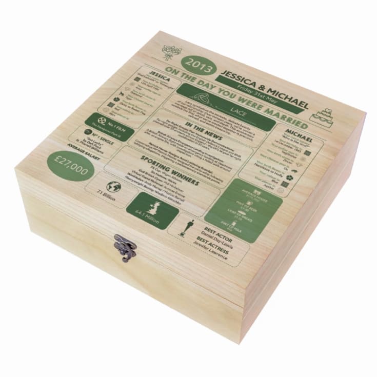 Personalised (13th) Wedding Anniversary (Lace) - Day You Were Married Chart Keepsake Box product image
