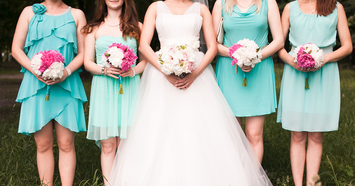 Different bridesmaids in different dresses Different bridesmaids in different dresses