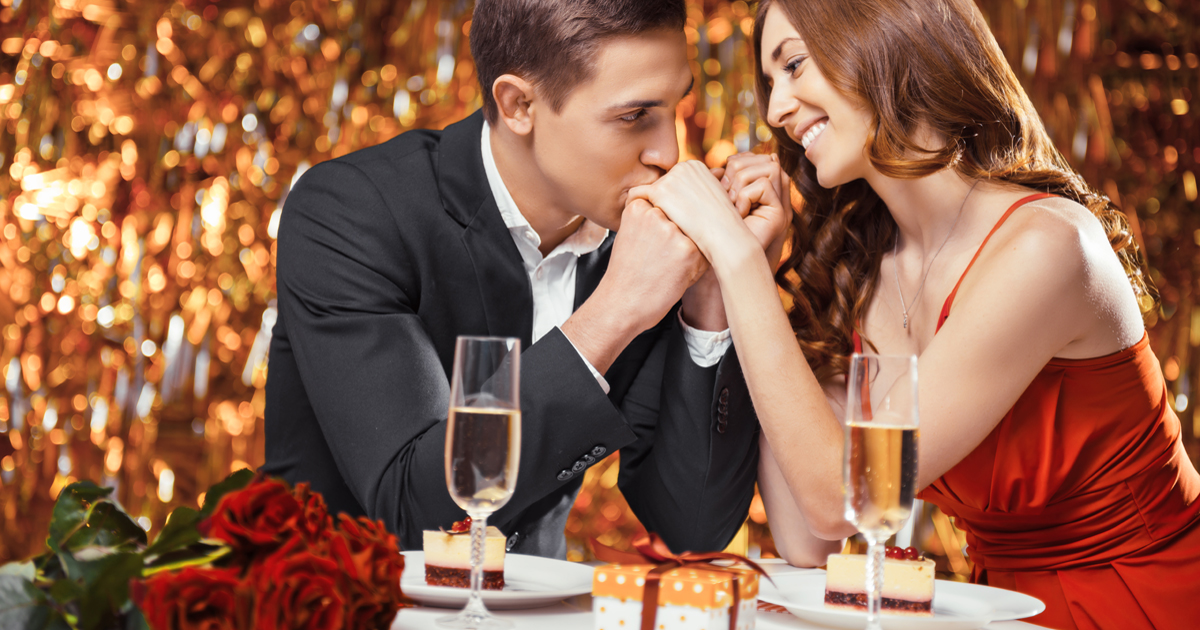 A couple having a Valentine's Day meal A couple having a Valentine's Day meal