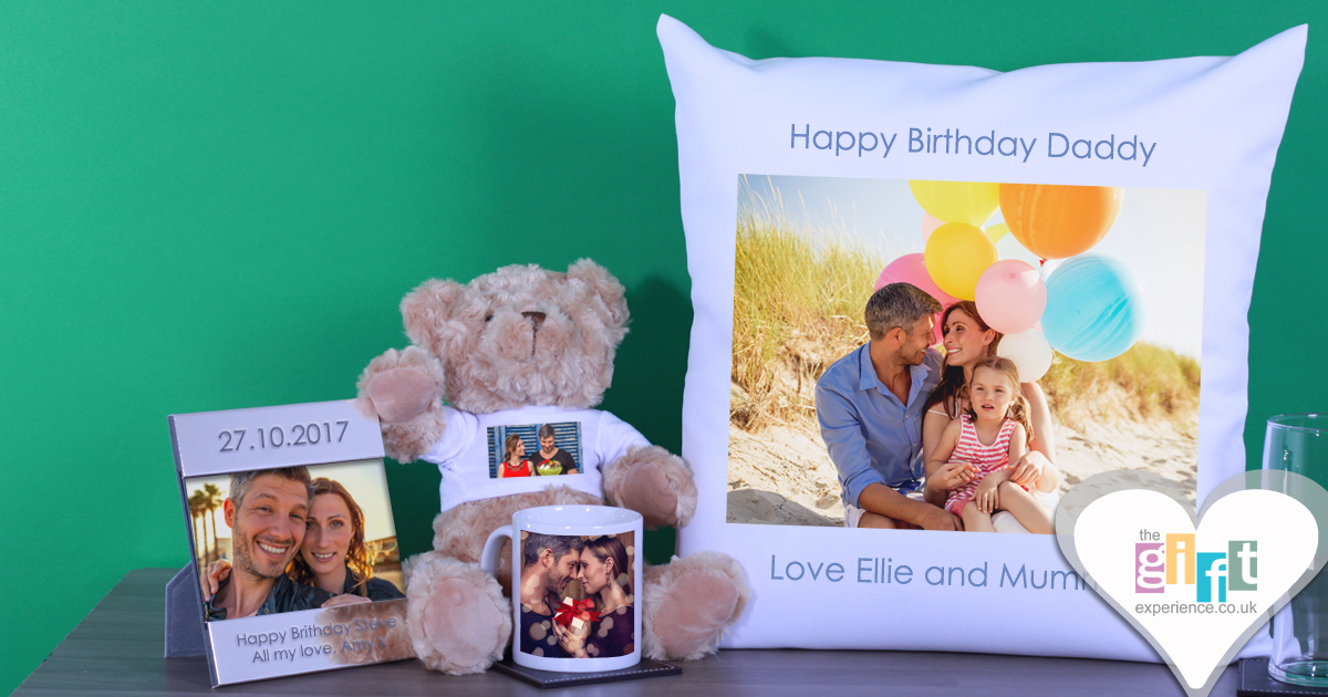 Photo cuchion, photo bear, photo mug and a shiny silver engraved photo frame Photo cuchion, photo bear, photo mug and a shiny silver engraved photo frame