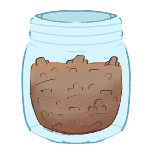 An illustration of a hamster pellets inside a glass jar