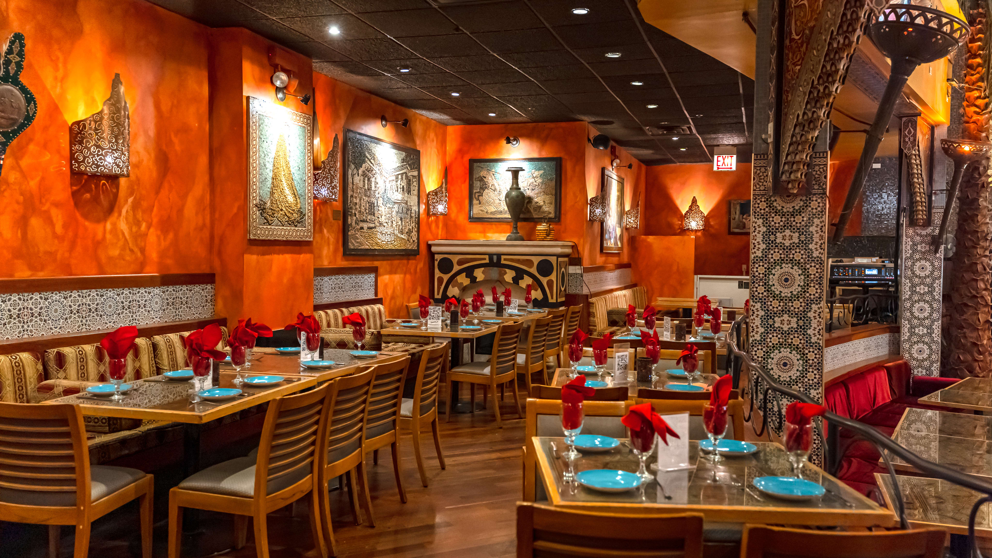 The interior dining space at Alhambra Palace Restaurant.