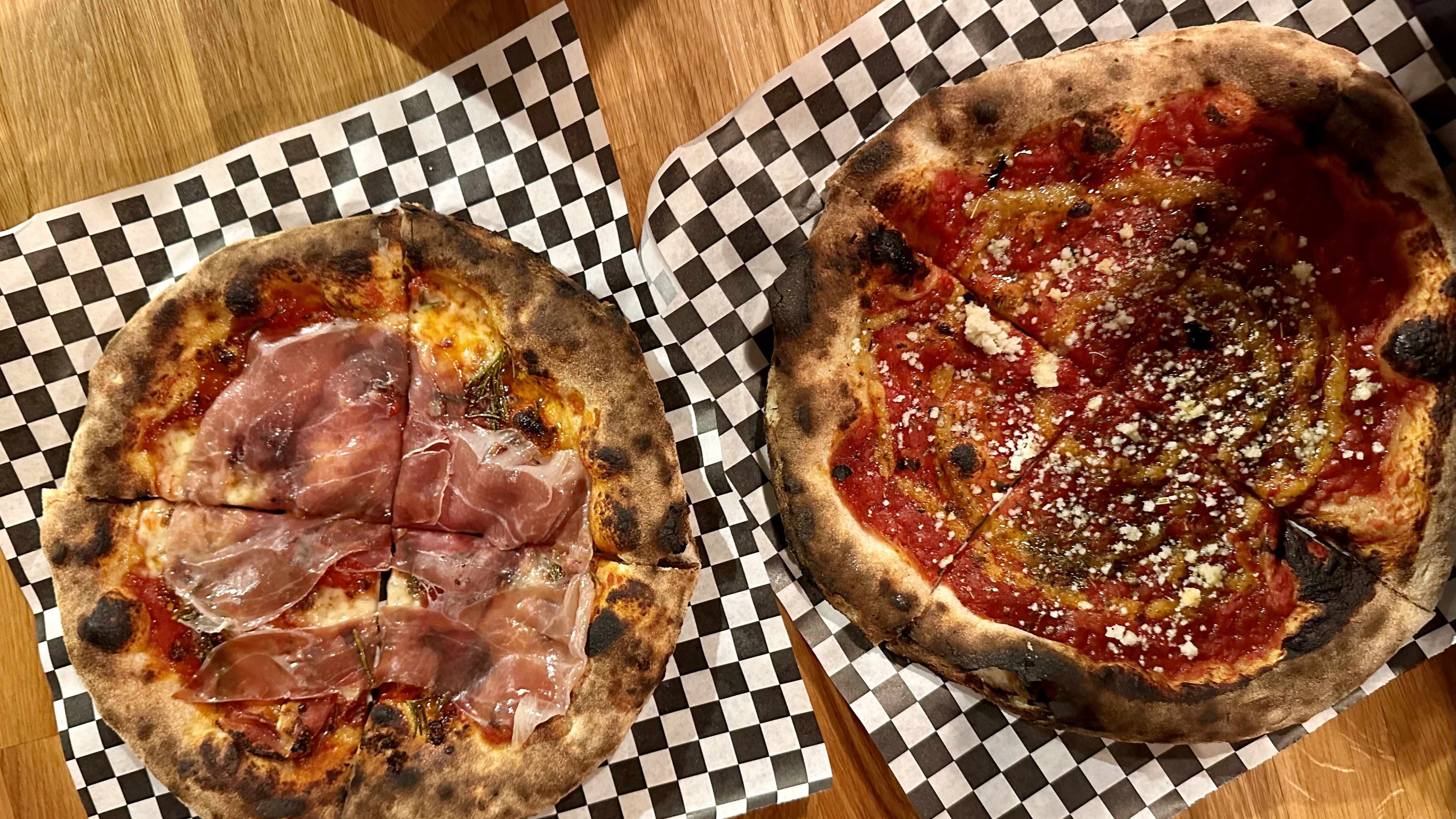 Pizzas from Gracie's Apizza in Portland.