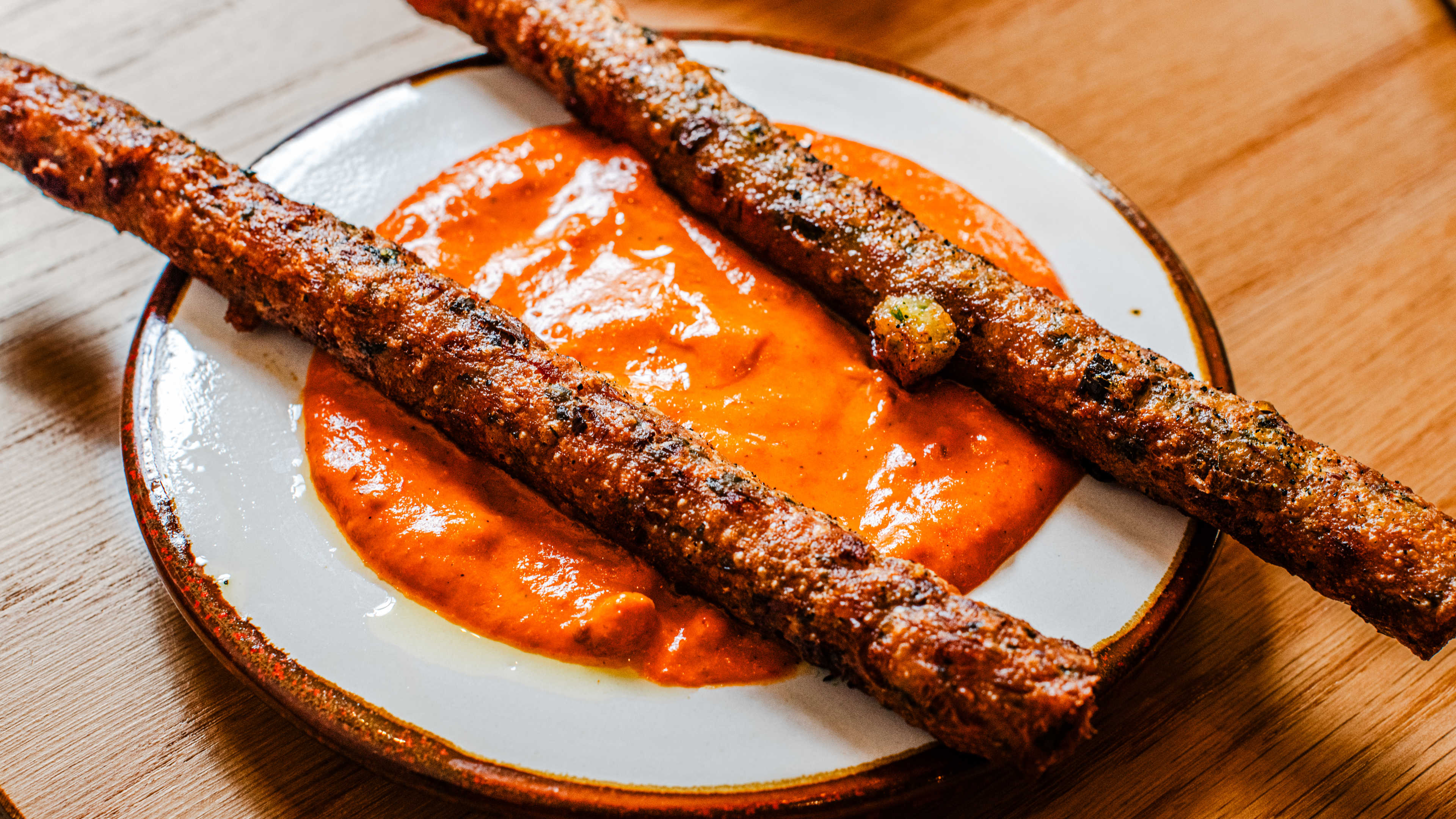 The salt cod churros with romesco sauce from Morchella.