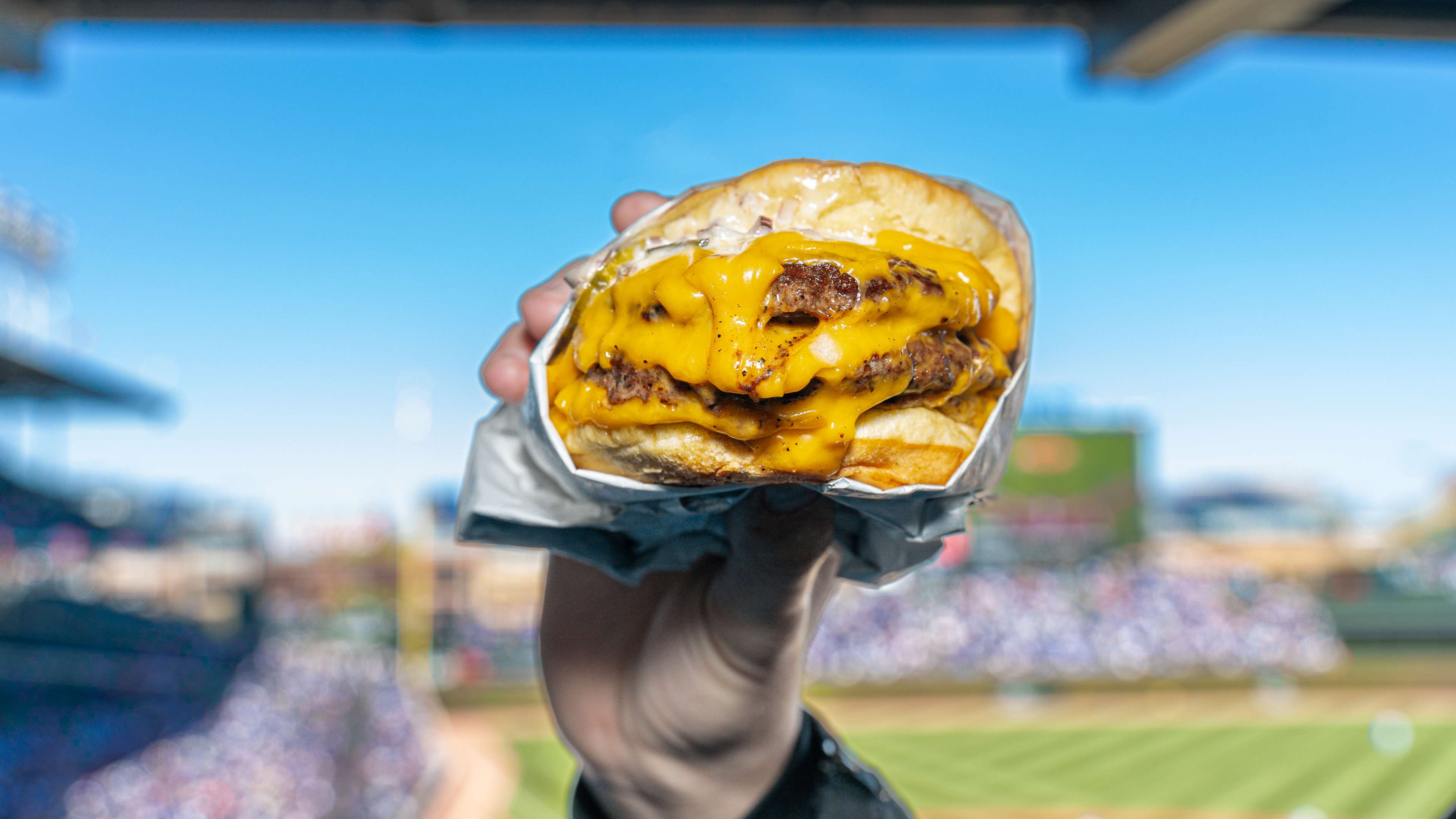 A Small Cheval double cheeseburger at Wrigley Field.