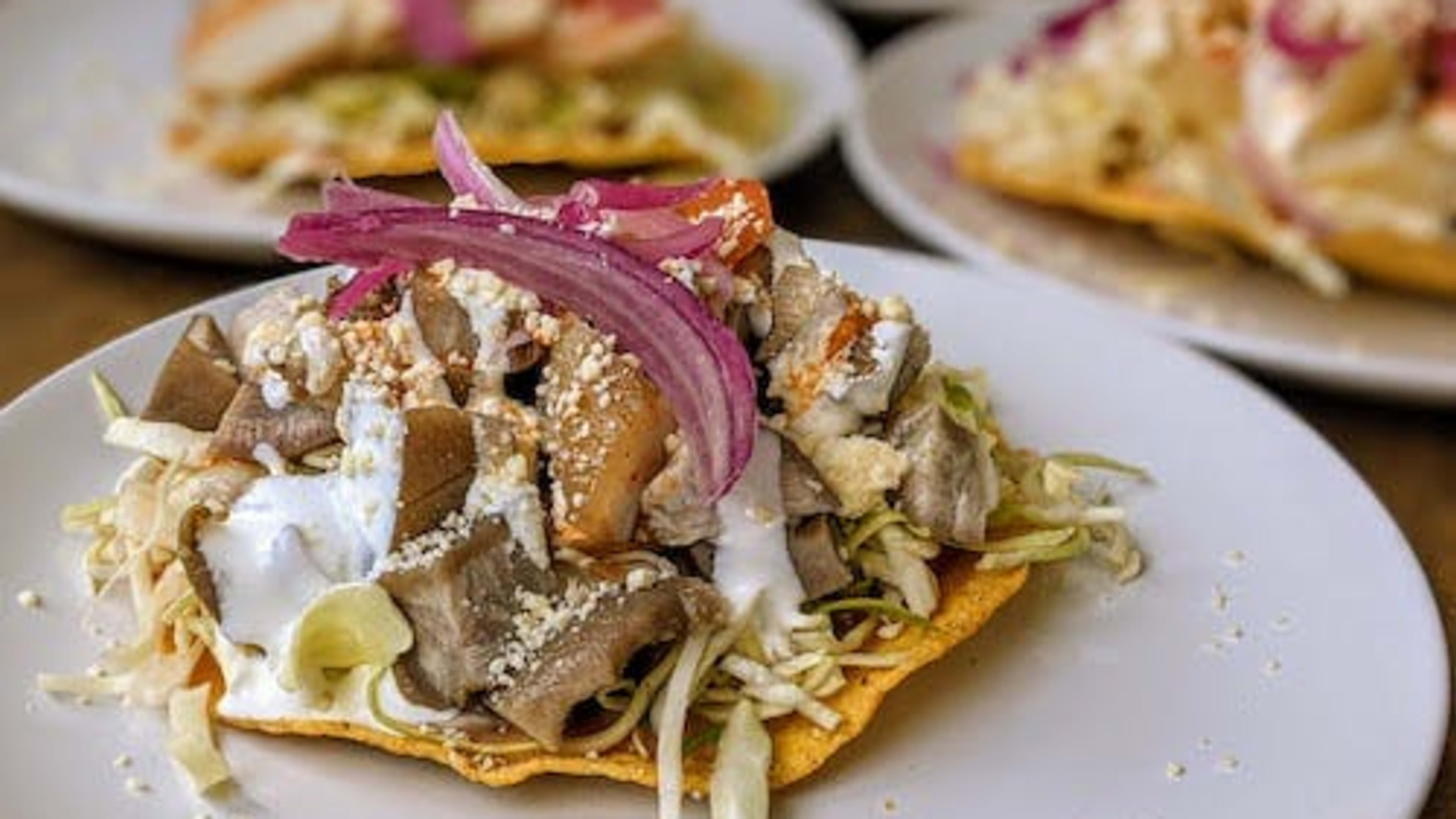 Cured pork tostada