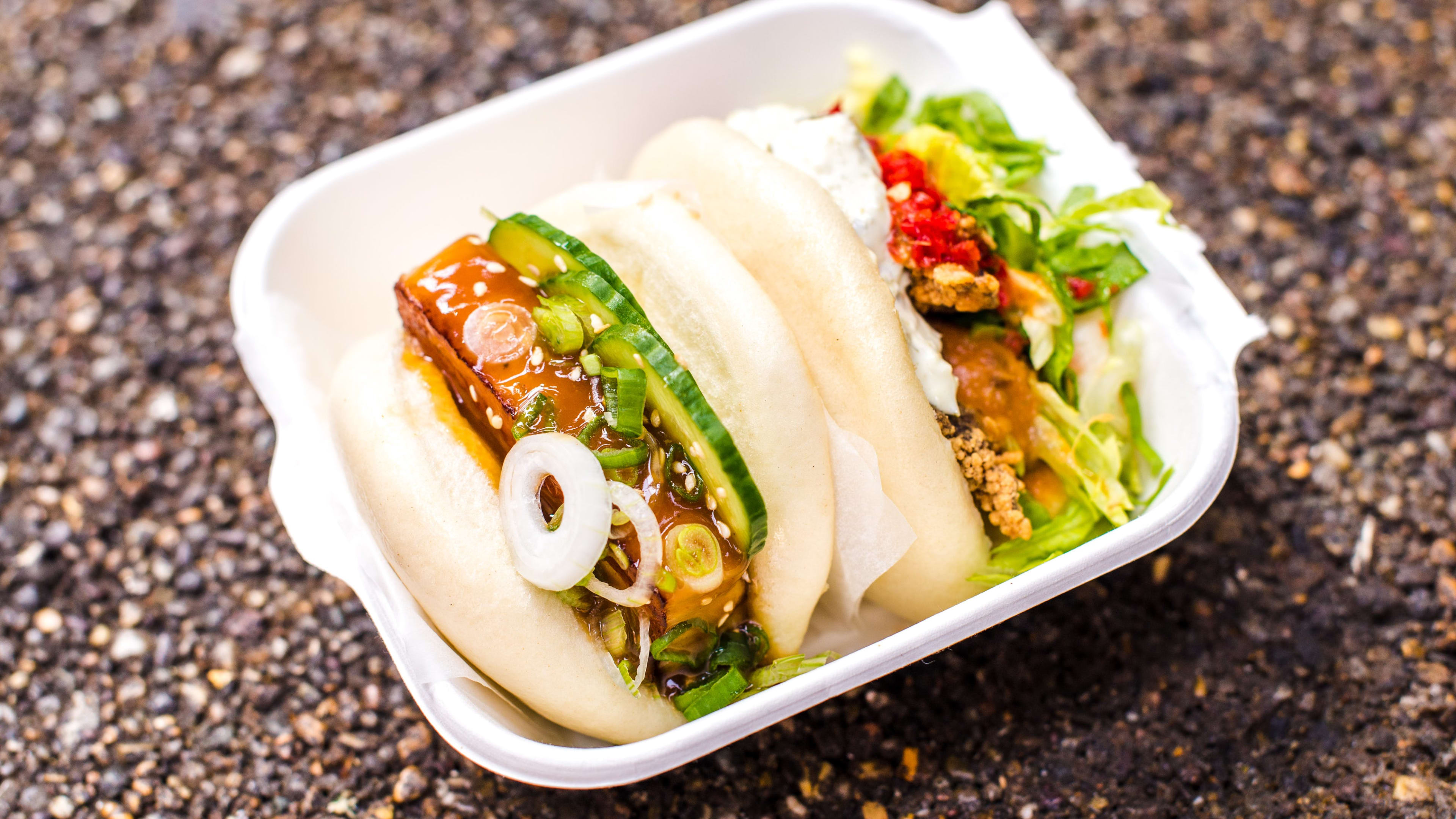 Yum Bun’s baos from The Kitchens At Old Spitalfields Market.