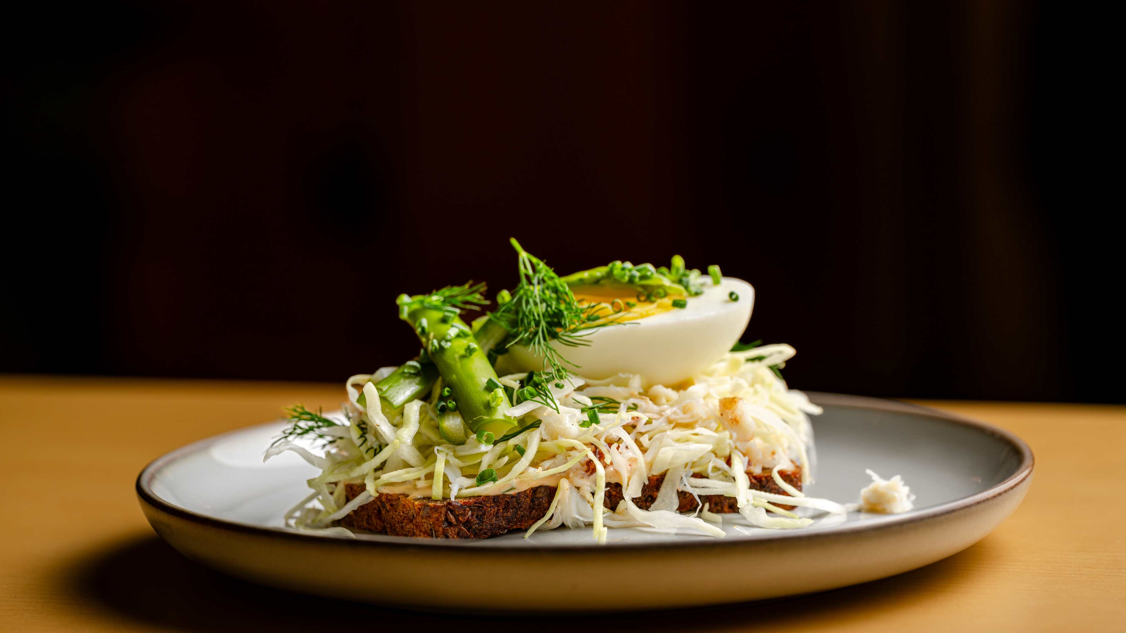 A egg toast at Saluhall in San Francisco.