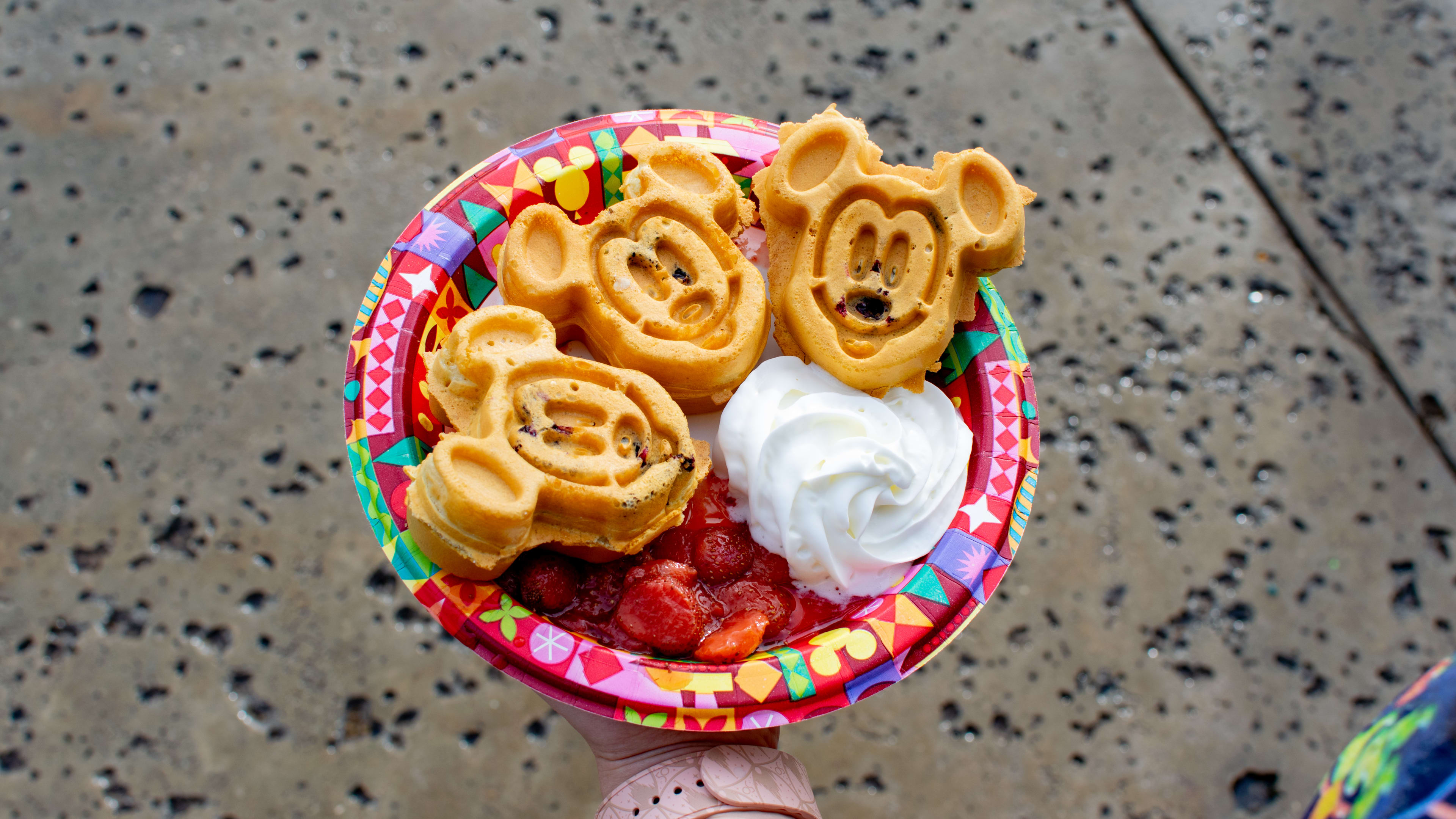 A plate of Mickey waffles.