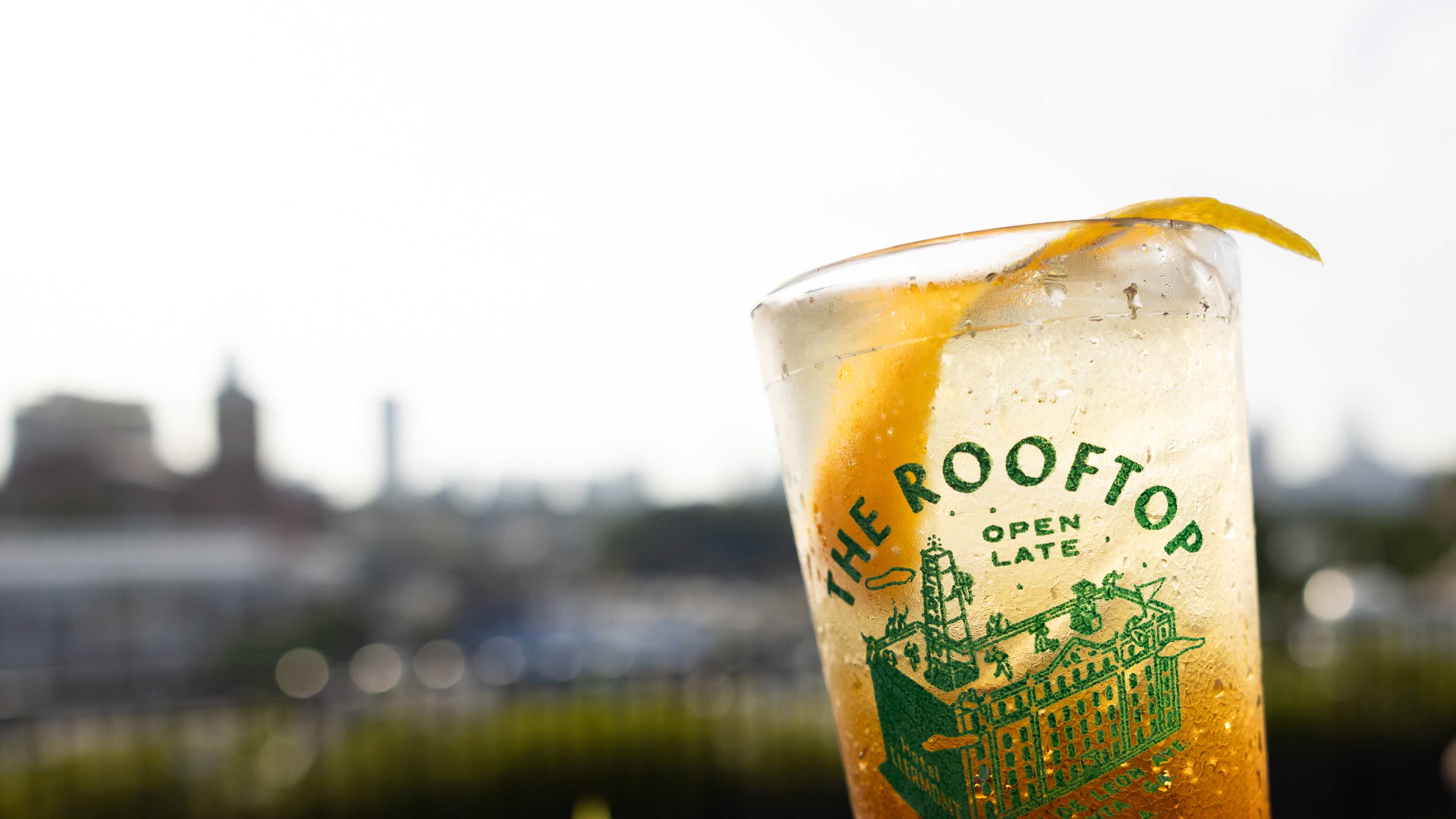 A cocktail on the roof of the Clermont Hotel.