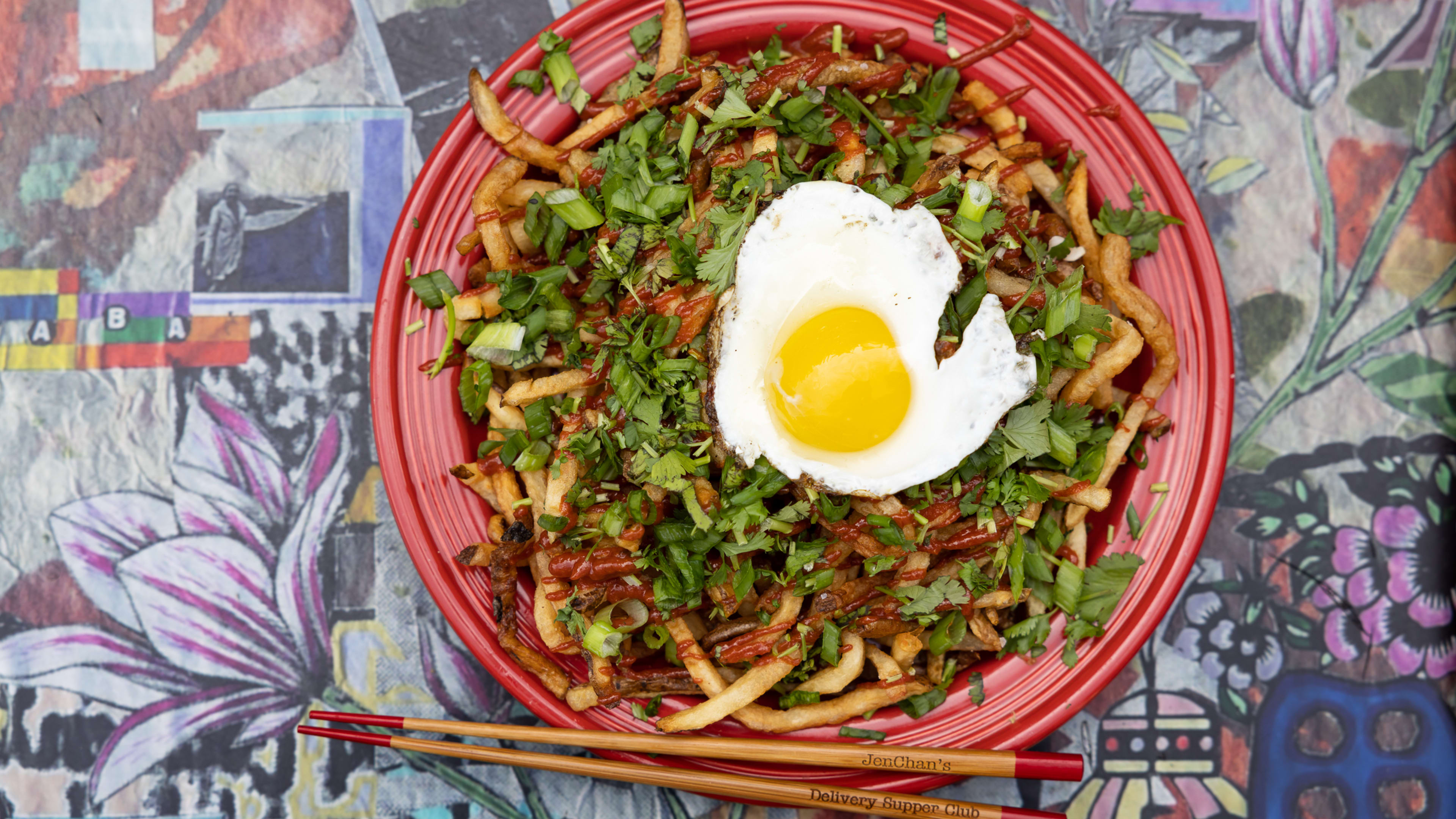 sesame street fries with fried egg