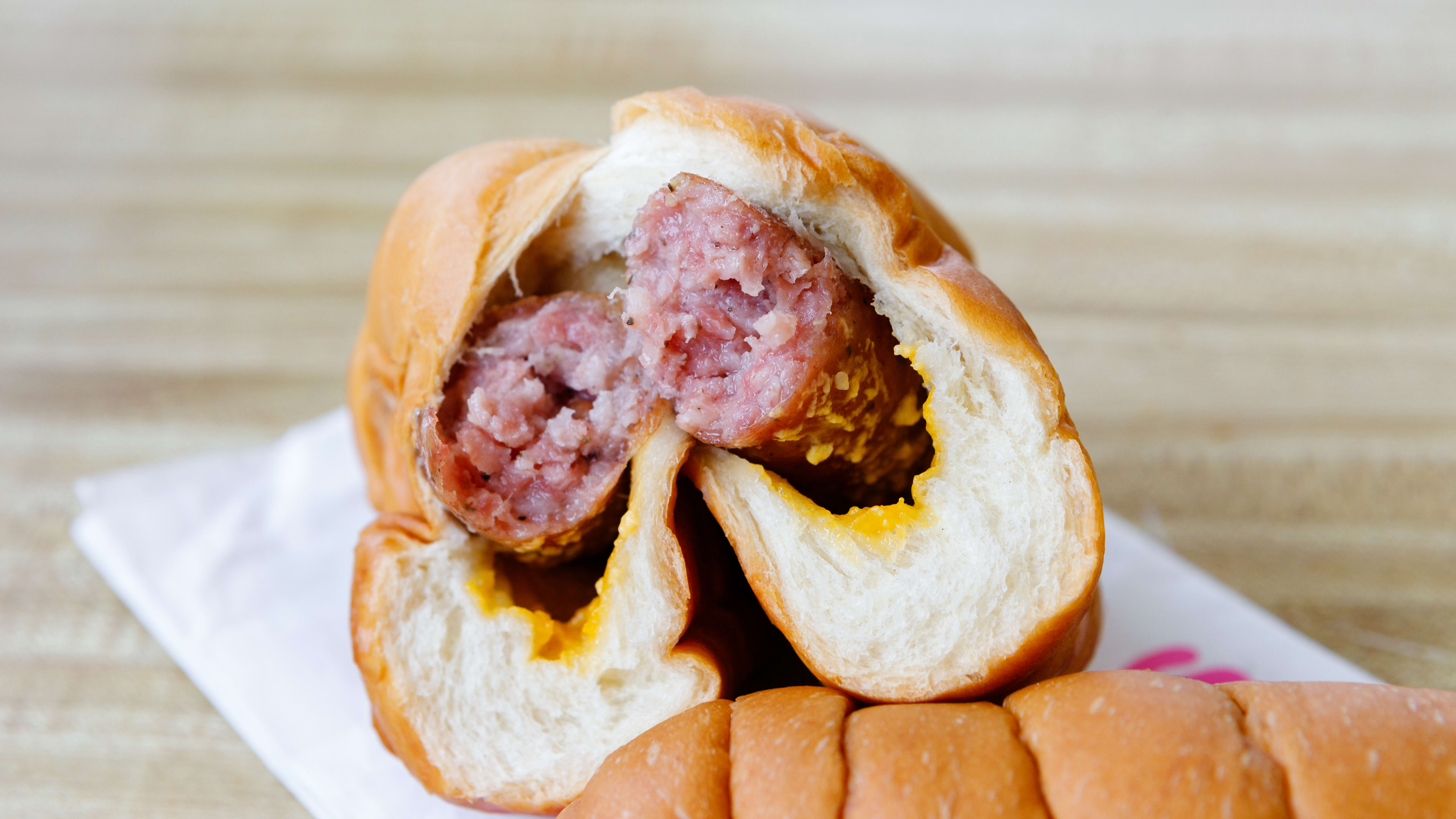 The inside of the Chapel Hill kolache from Bakery Donut.