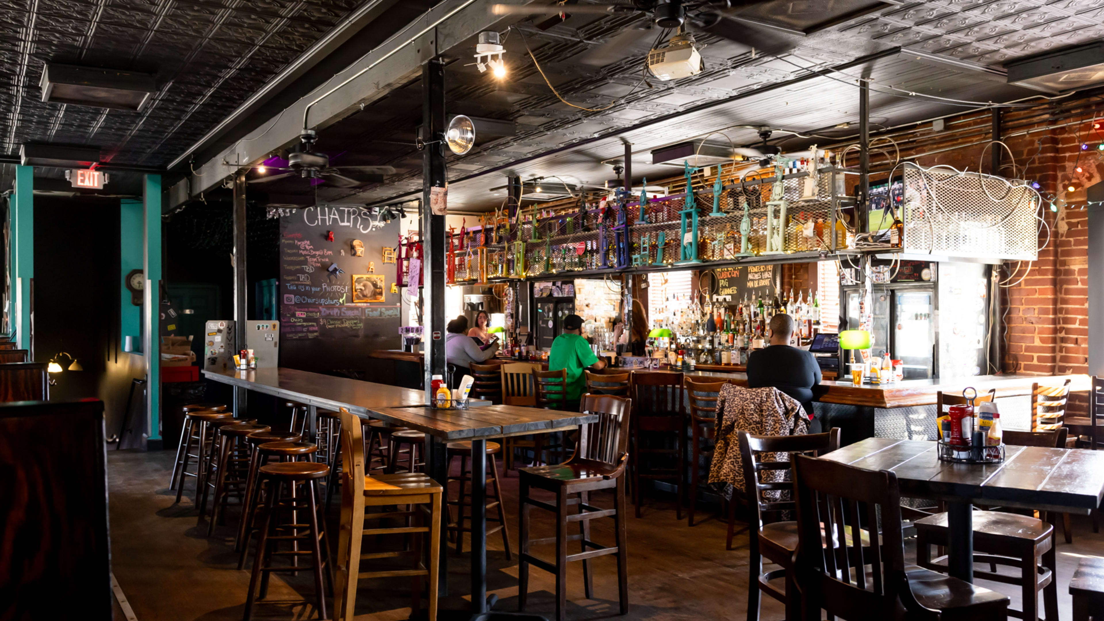 bar with high tables