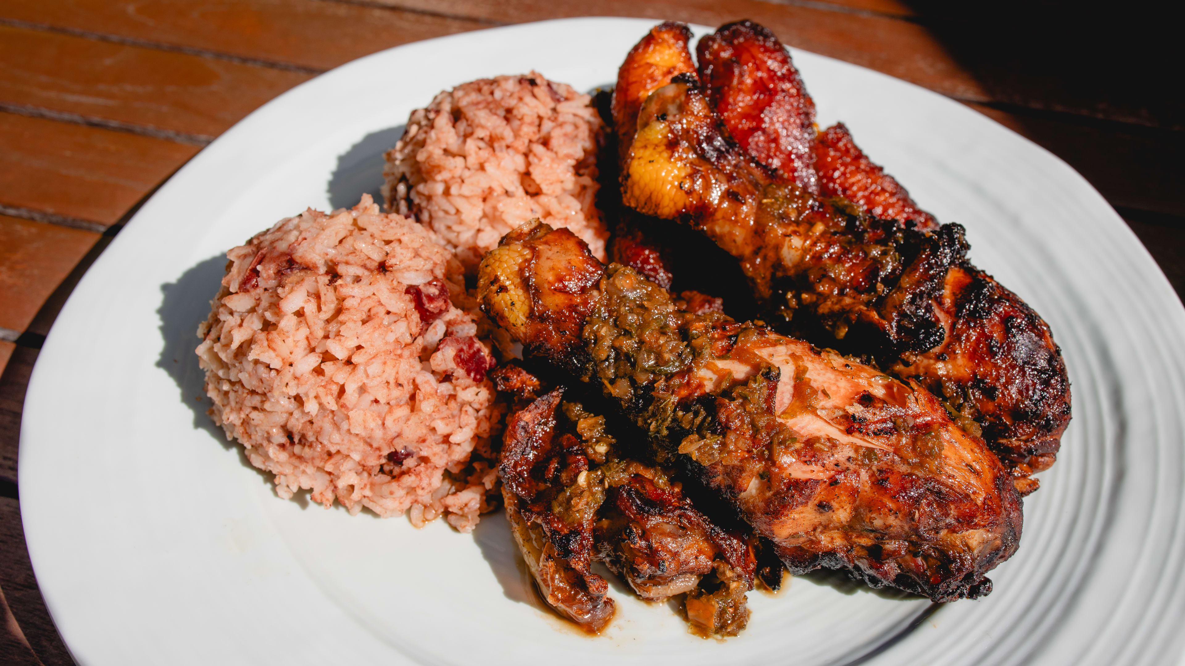 jerk chicken legs and rice