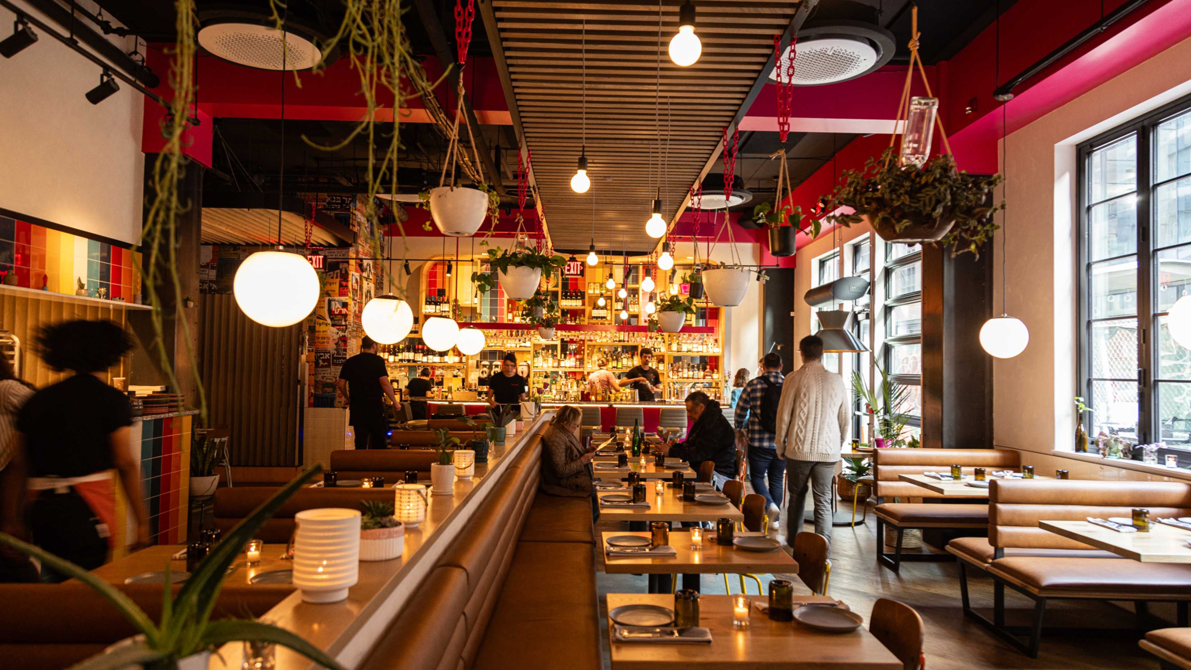 This is the dining room at Dizengoff.