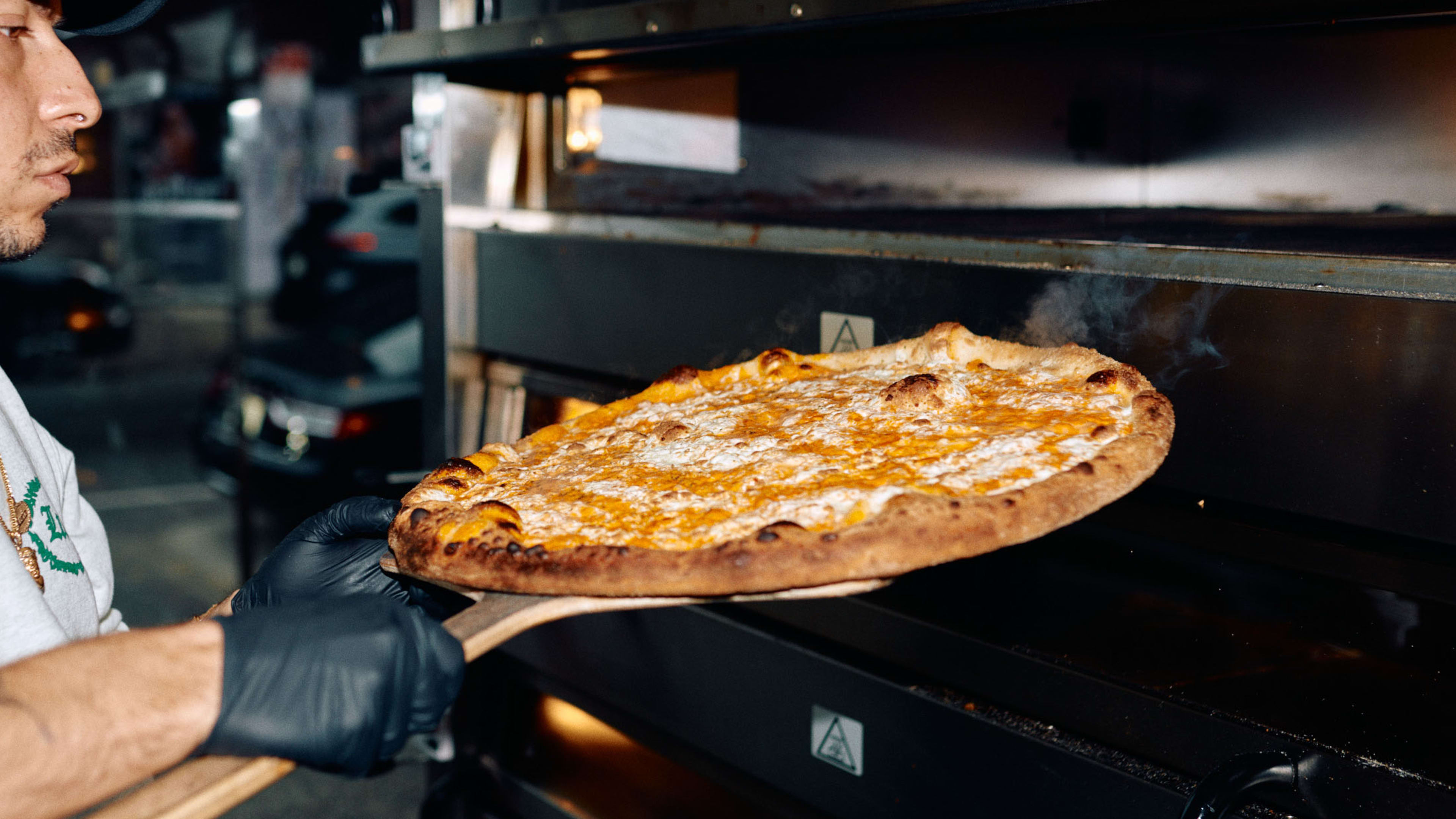 A vodka pizza at Lucia Pizza of Soho.