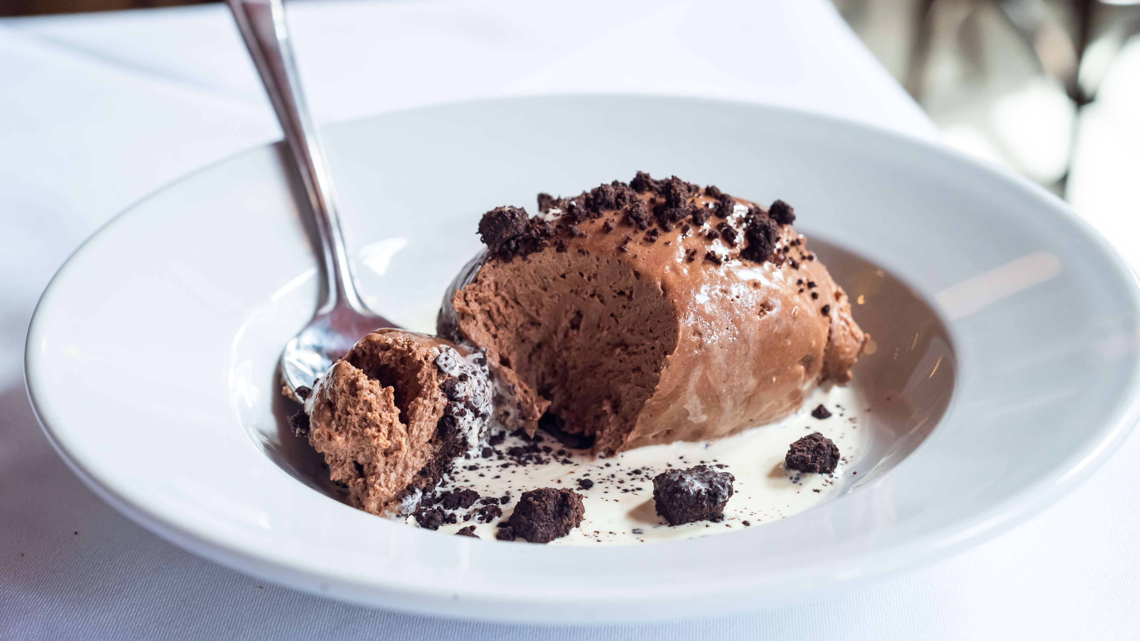 A plate of rum and chocolate mousse at The French House.