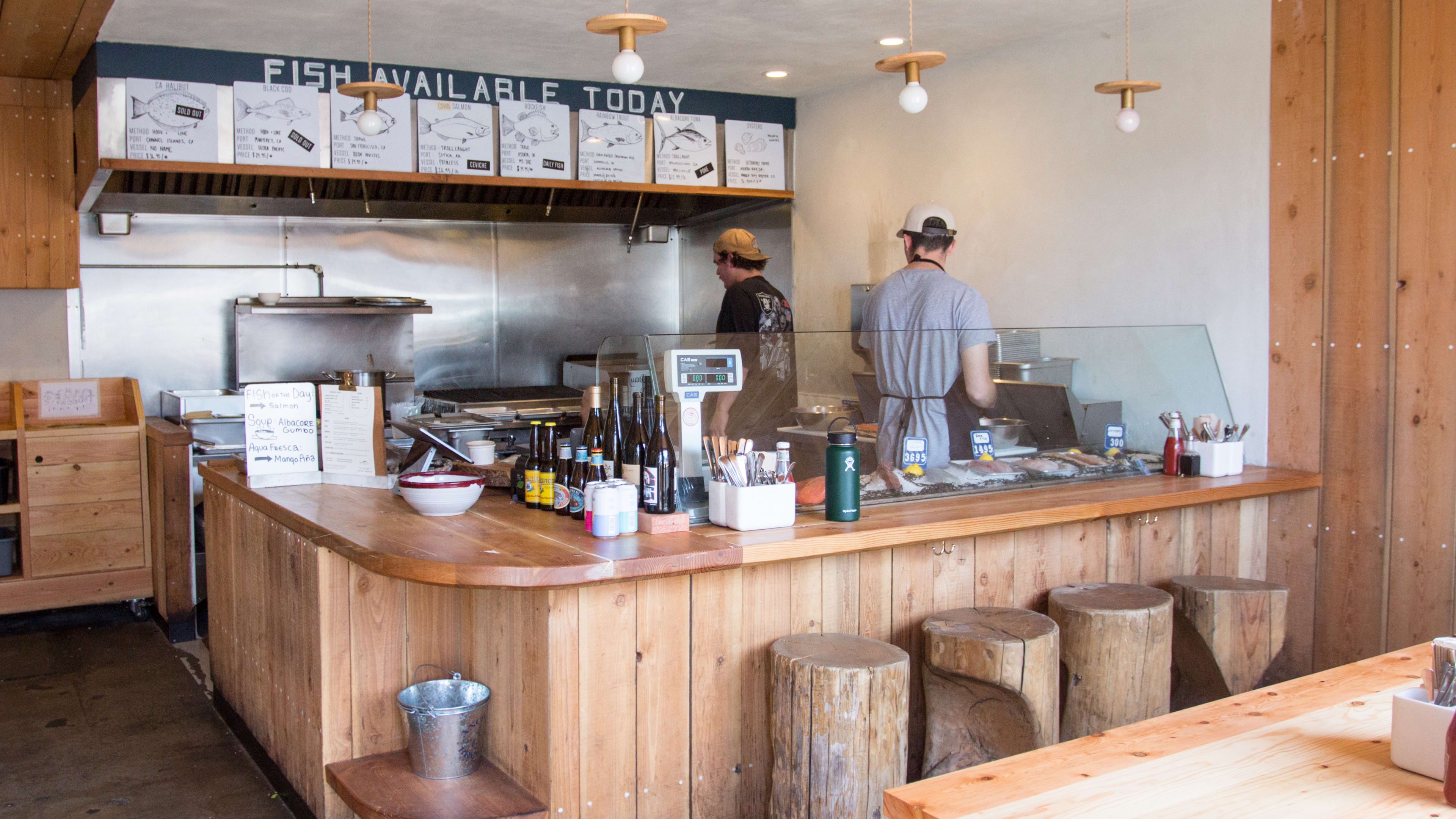 The interior counter at Hook Fish Co.