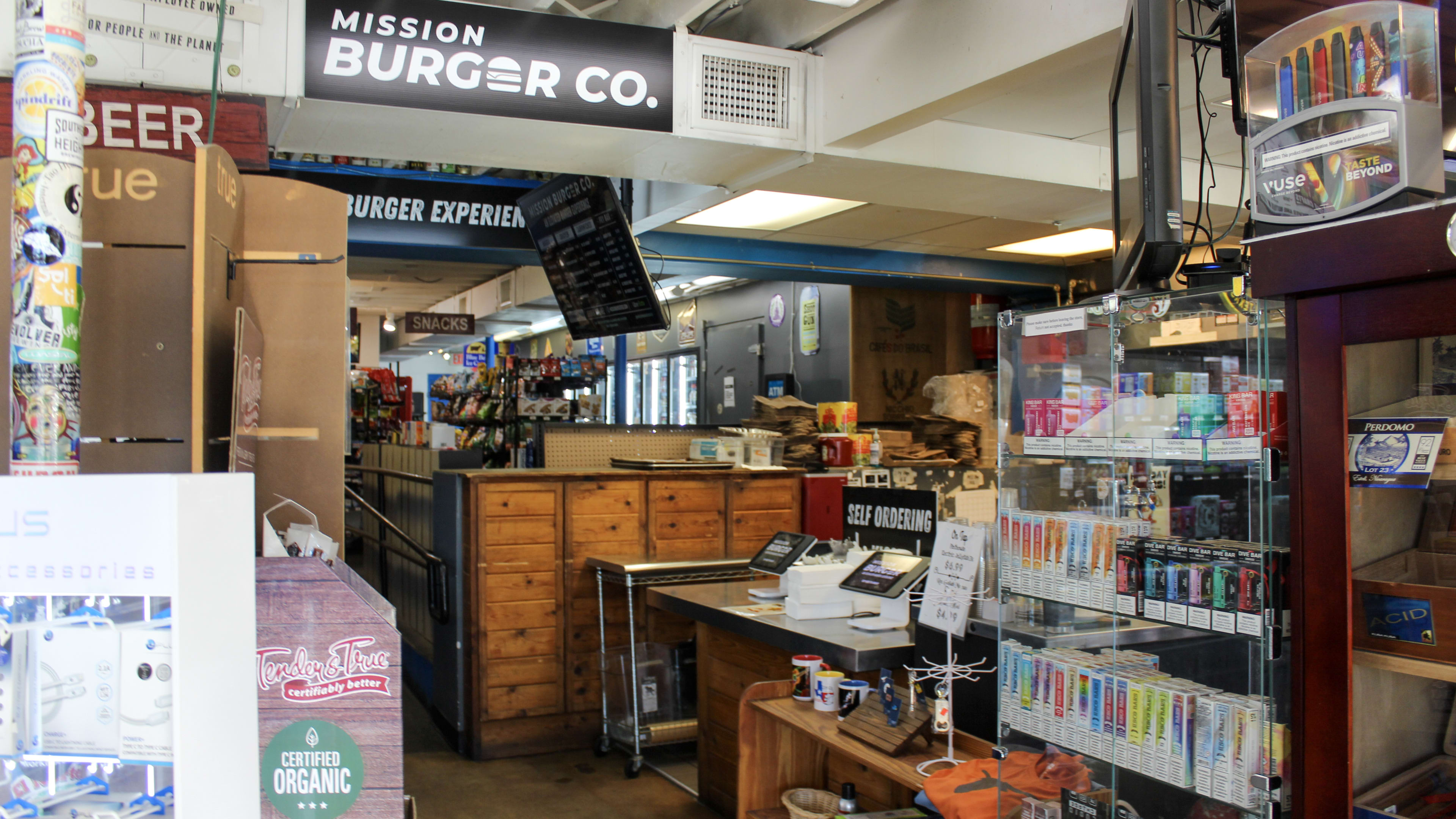 The interior of Mission Burger Co.