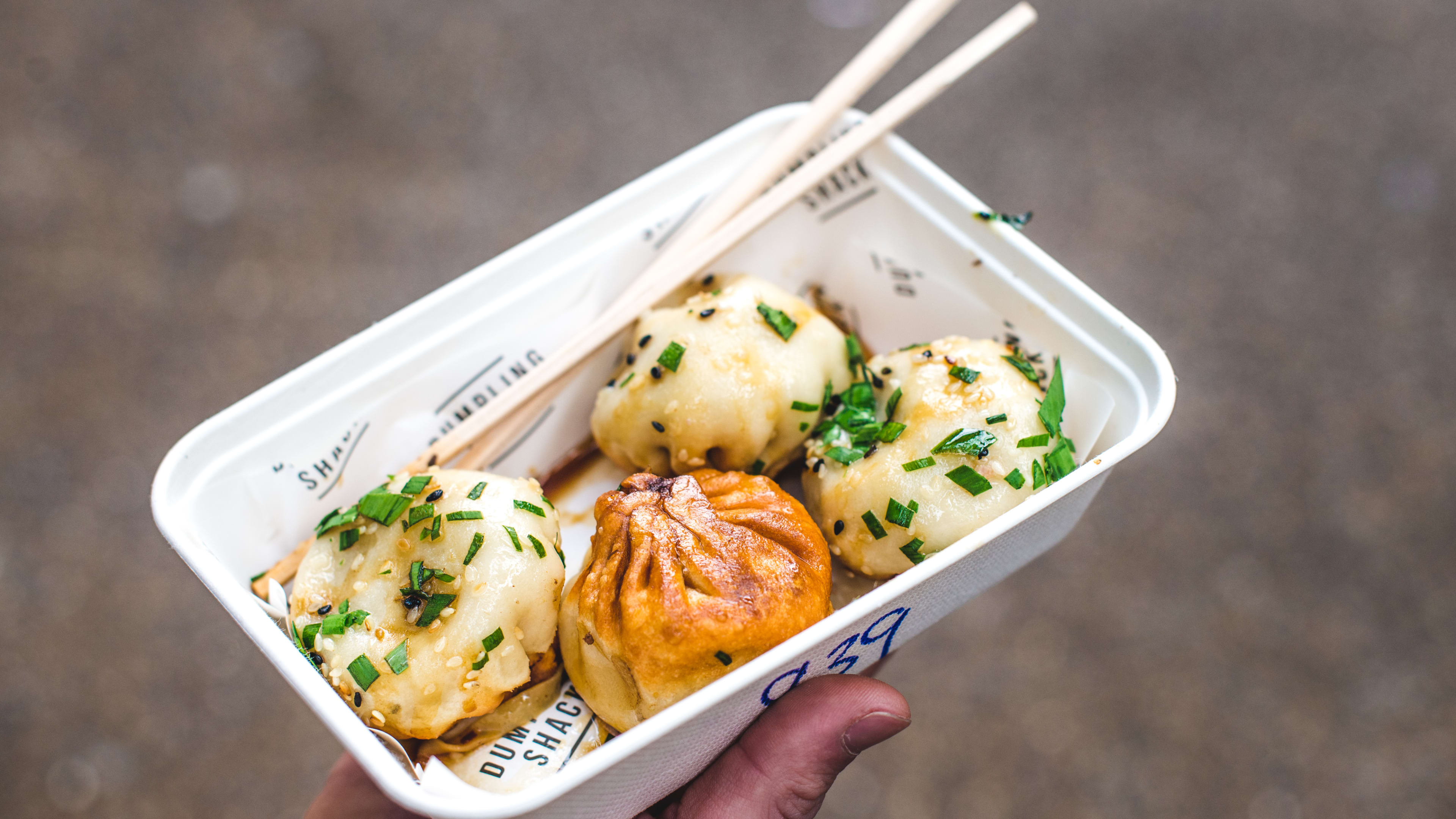 Dumplings from Dumpling Shack at The Kitchens At Old Spitalfields Market.