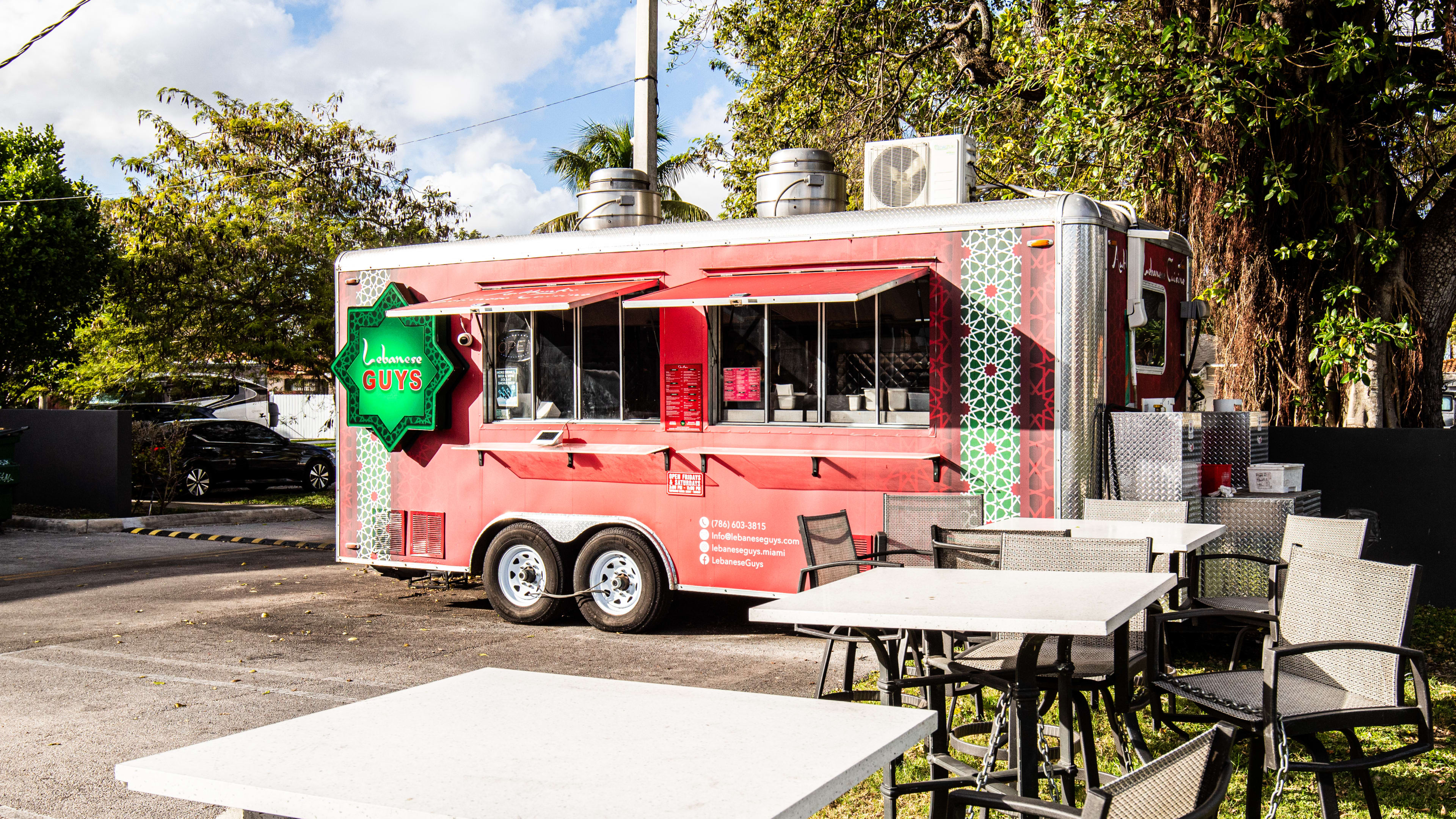 The Lebanese Guys red food truck.