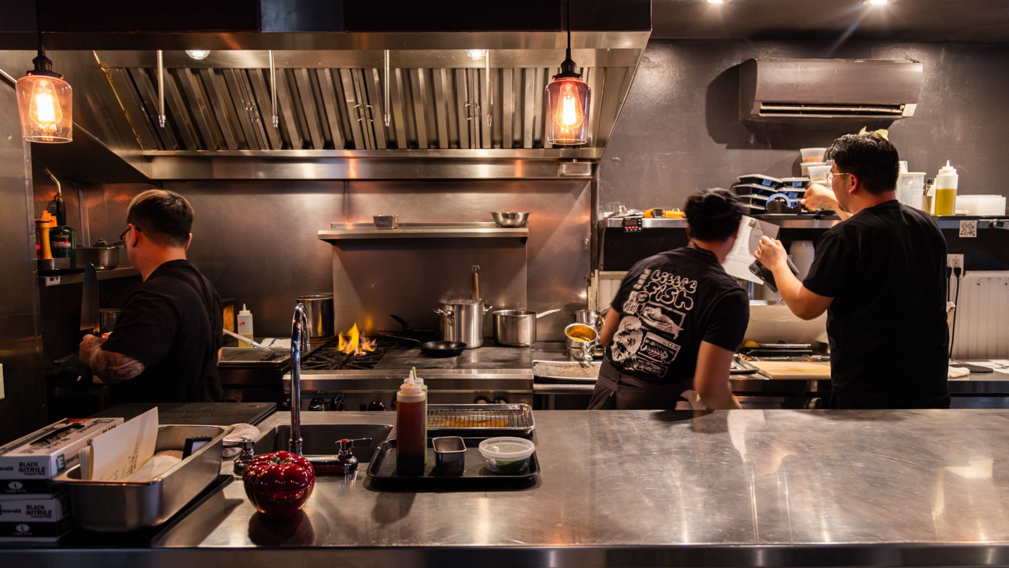 This is the kitchen of Little Fish.