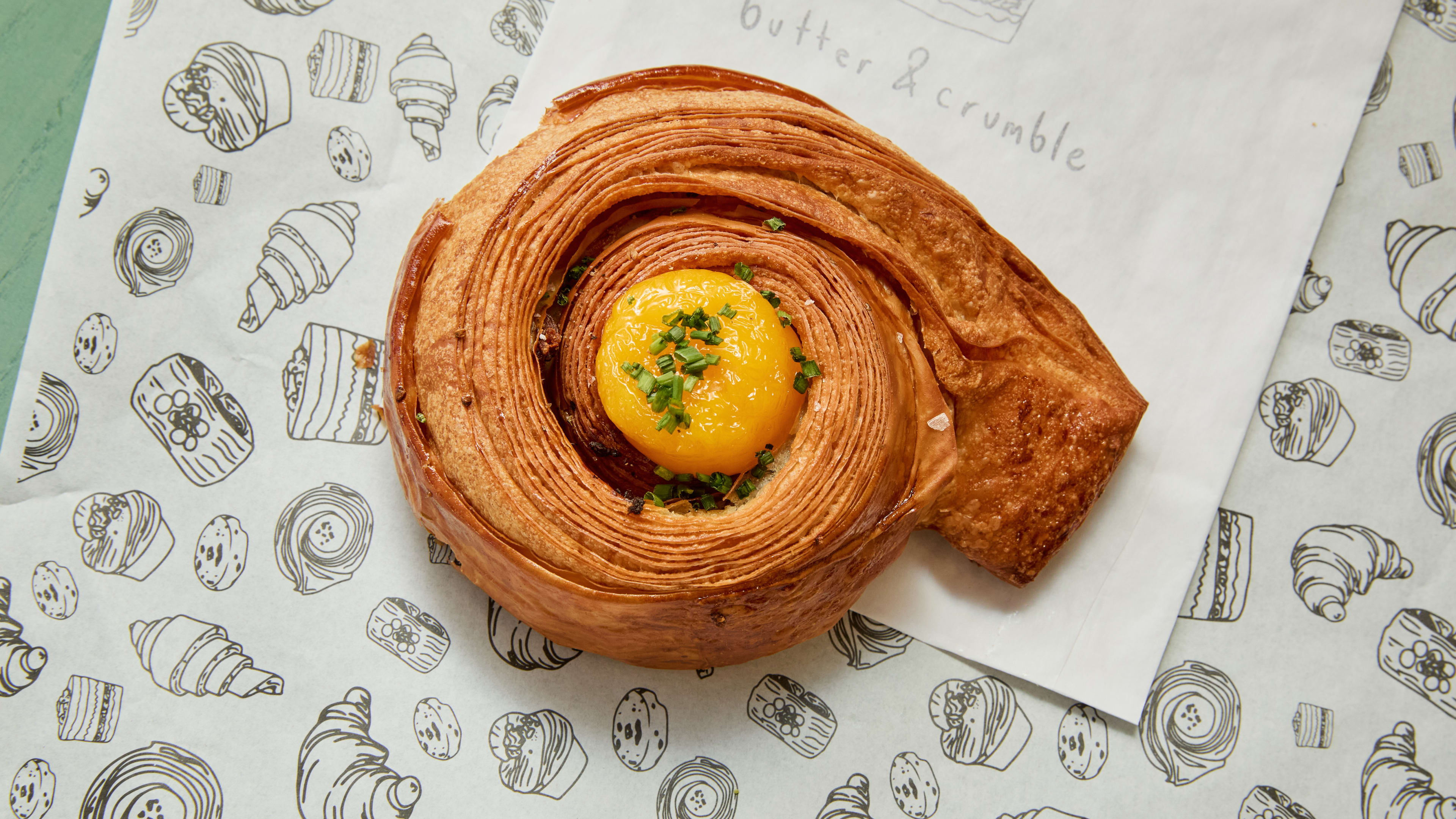 The bacon, egg, and cheese croissant at Butter & Crumble