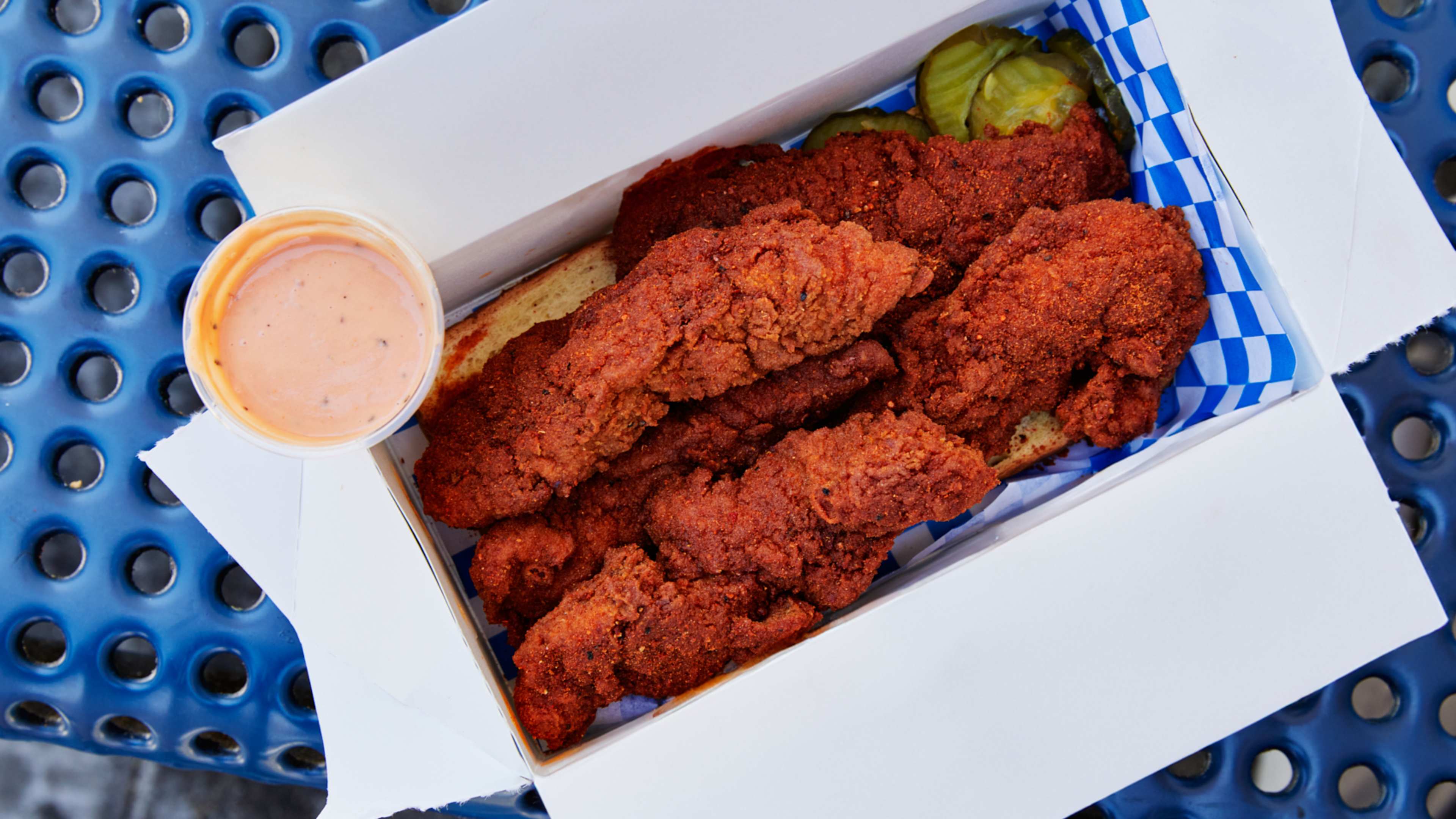 The hot chicken tenders from World Famous Hotboys