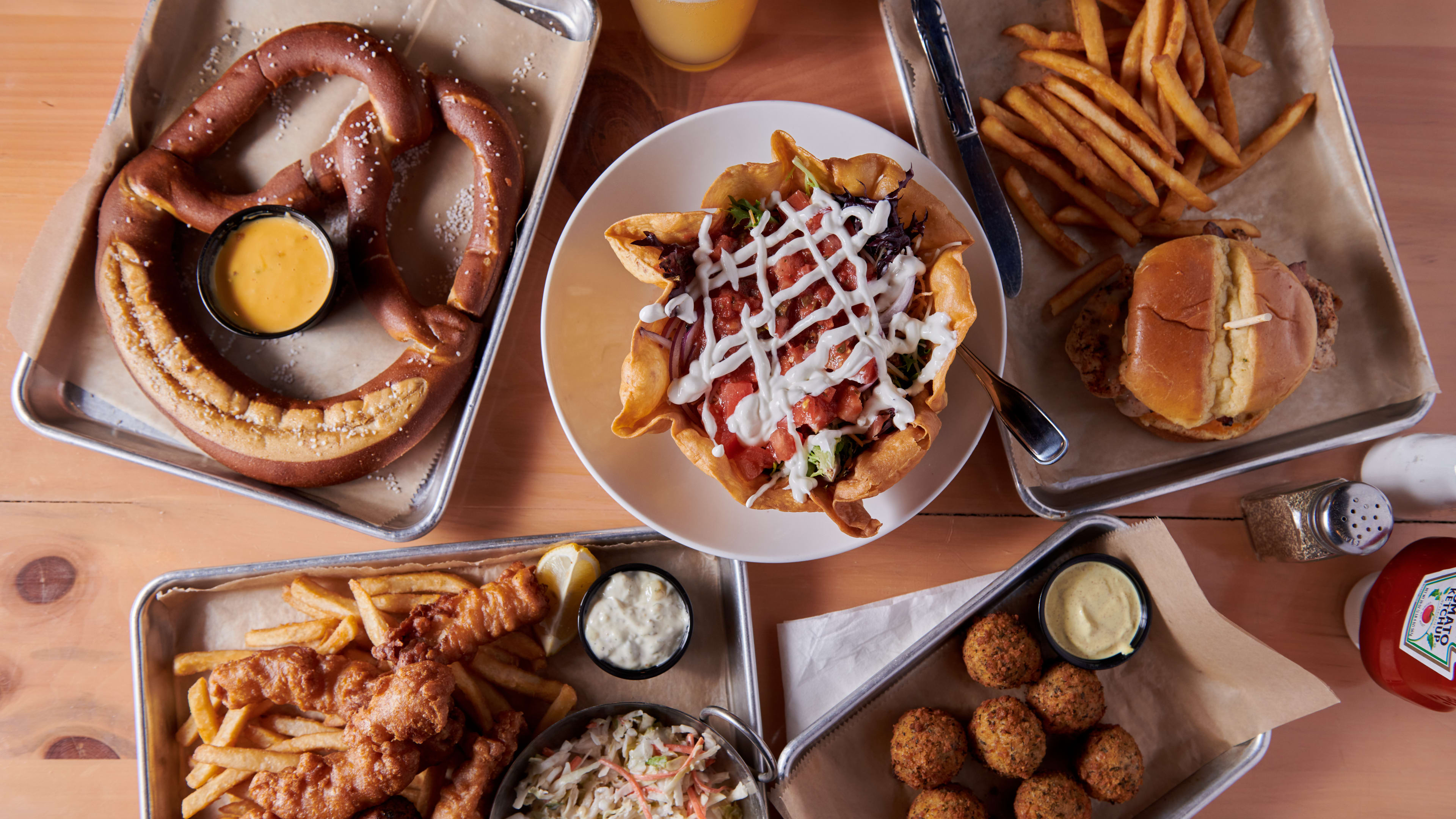 Spread of food at Moran's Bar & Grill