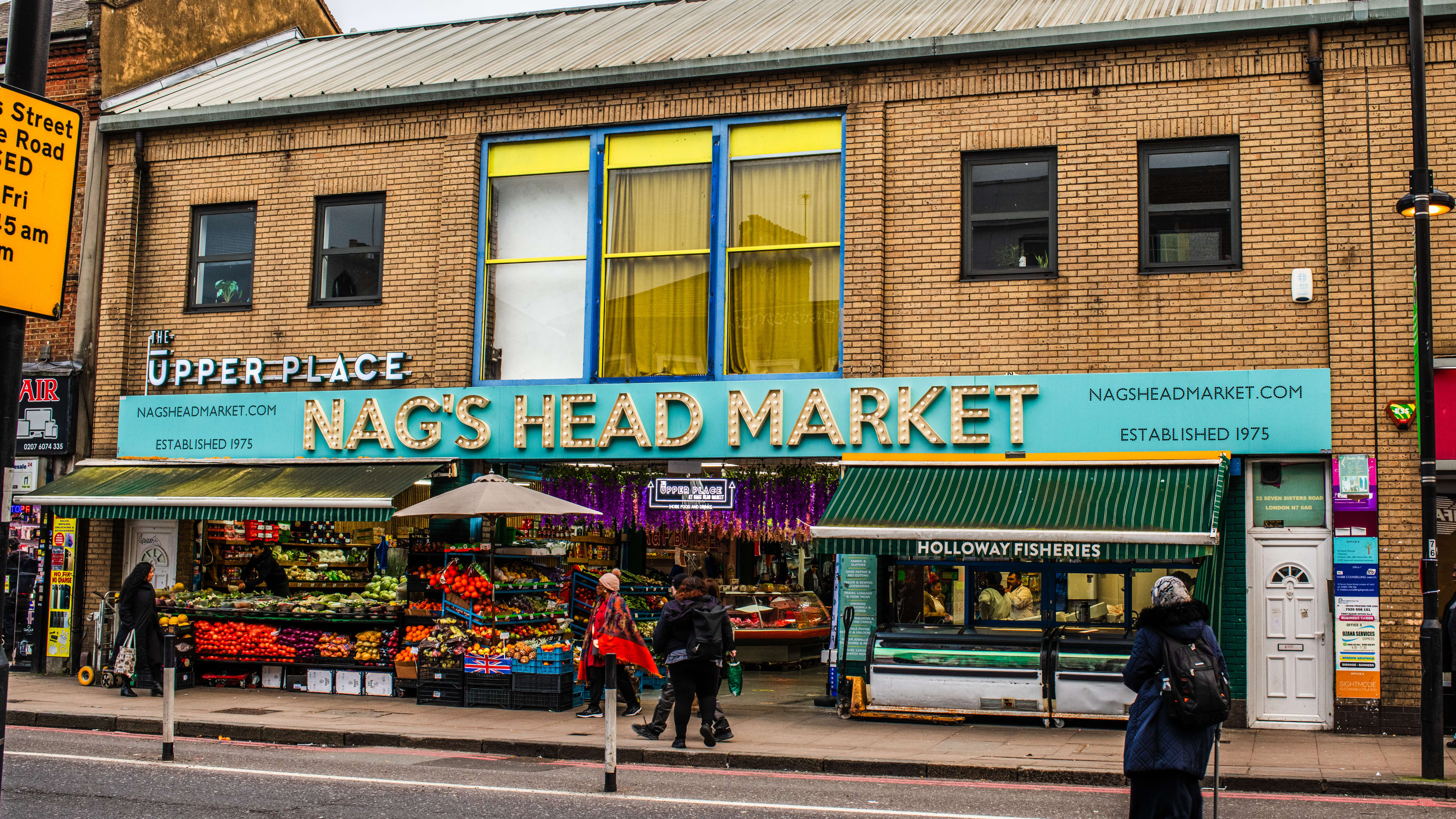 The exterior of Nag's Head Market on Seven Sisters Road.