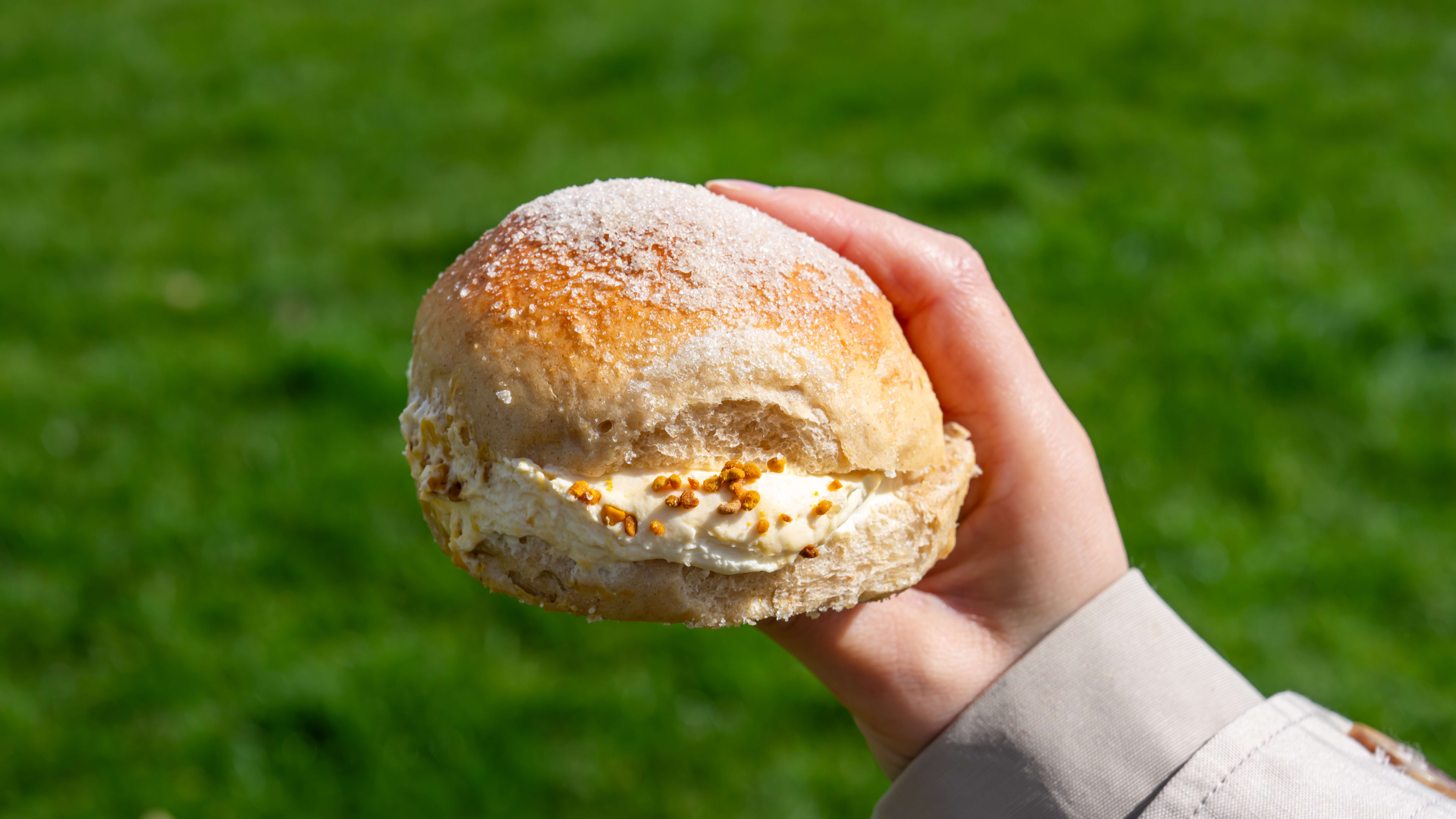 A cream bun from Quince Bakery.