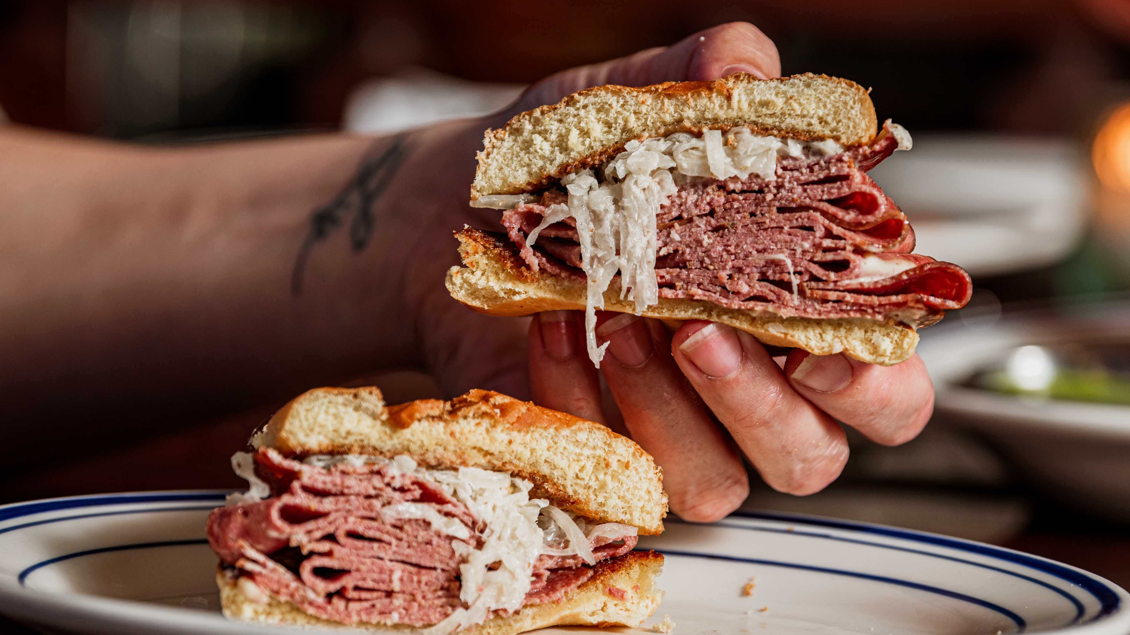 This is a beef bologna sandwich at Royal Tavern.