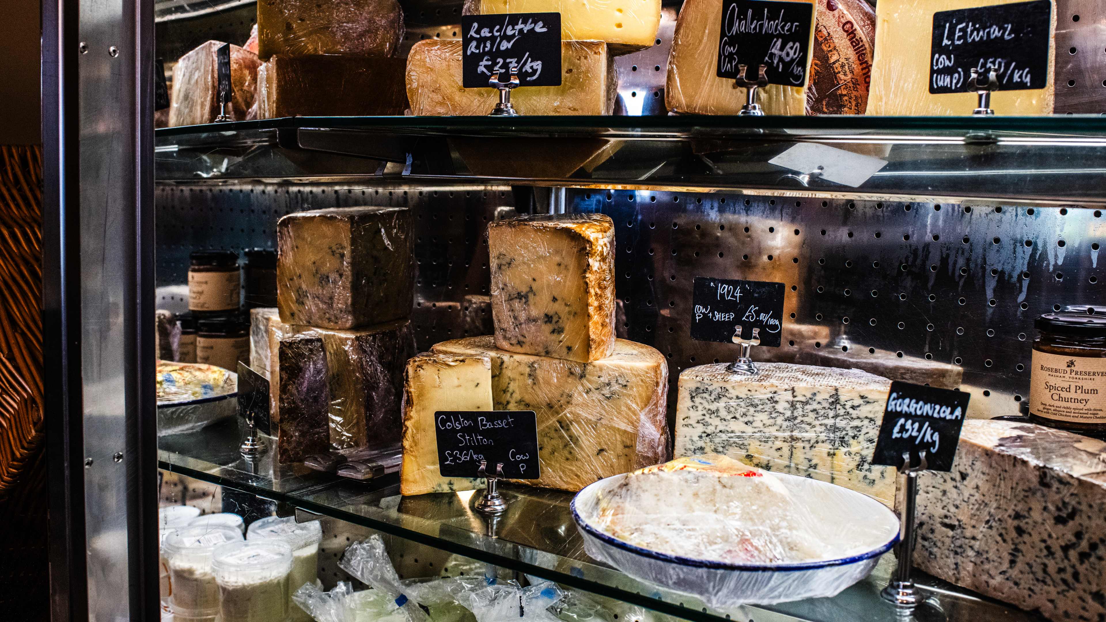 The cheese counter at The Deli Downstairs