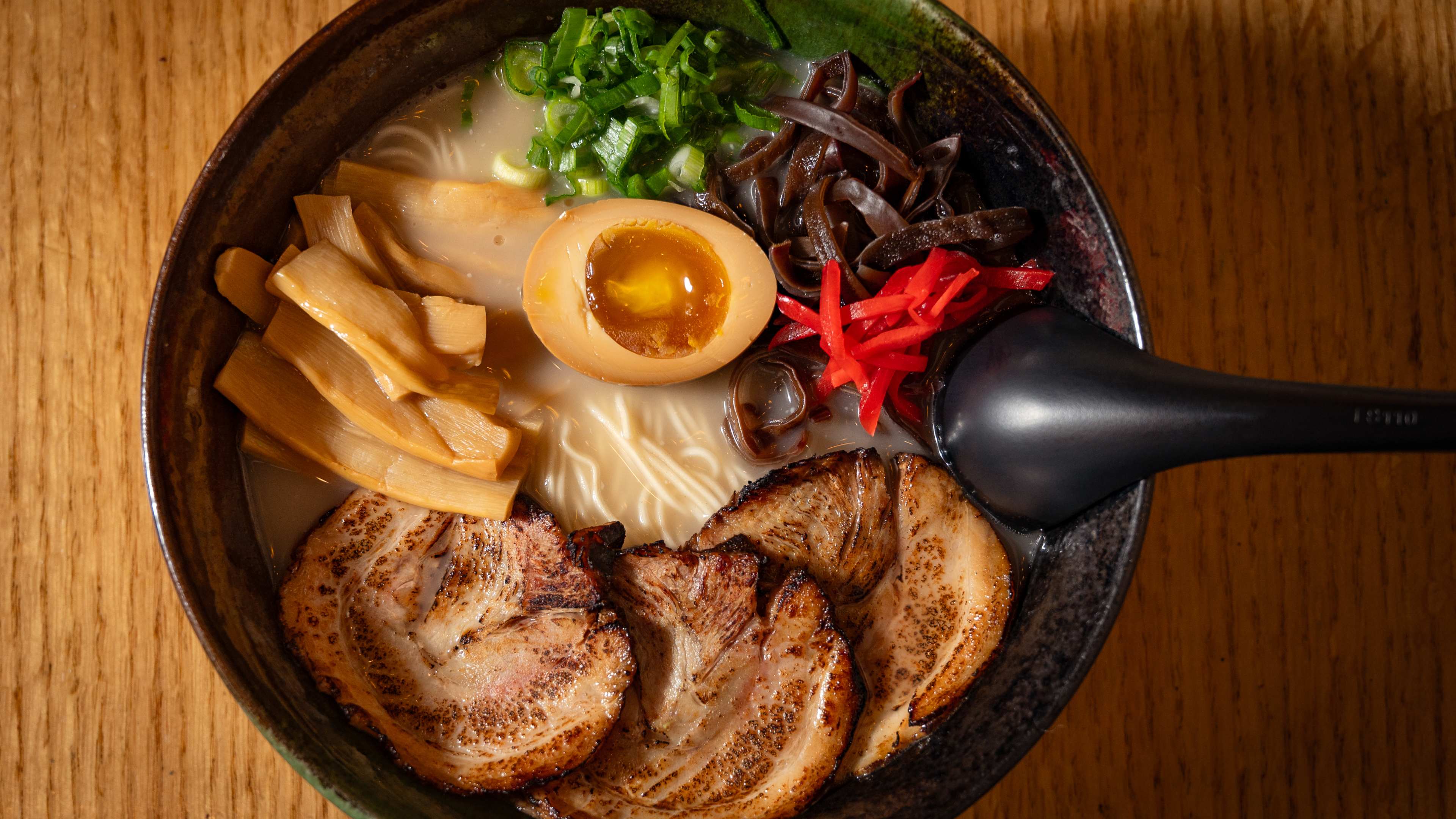 This is a bowl of ramen from Tomo Sushi & Ramen.