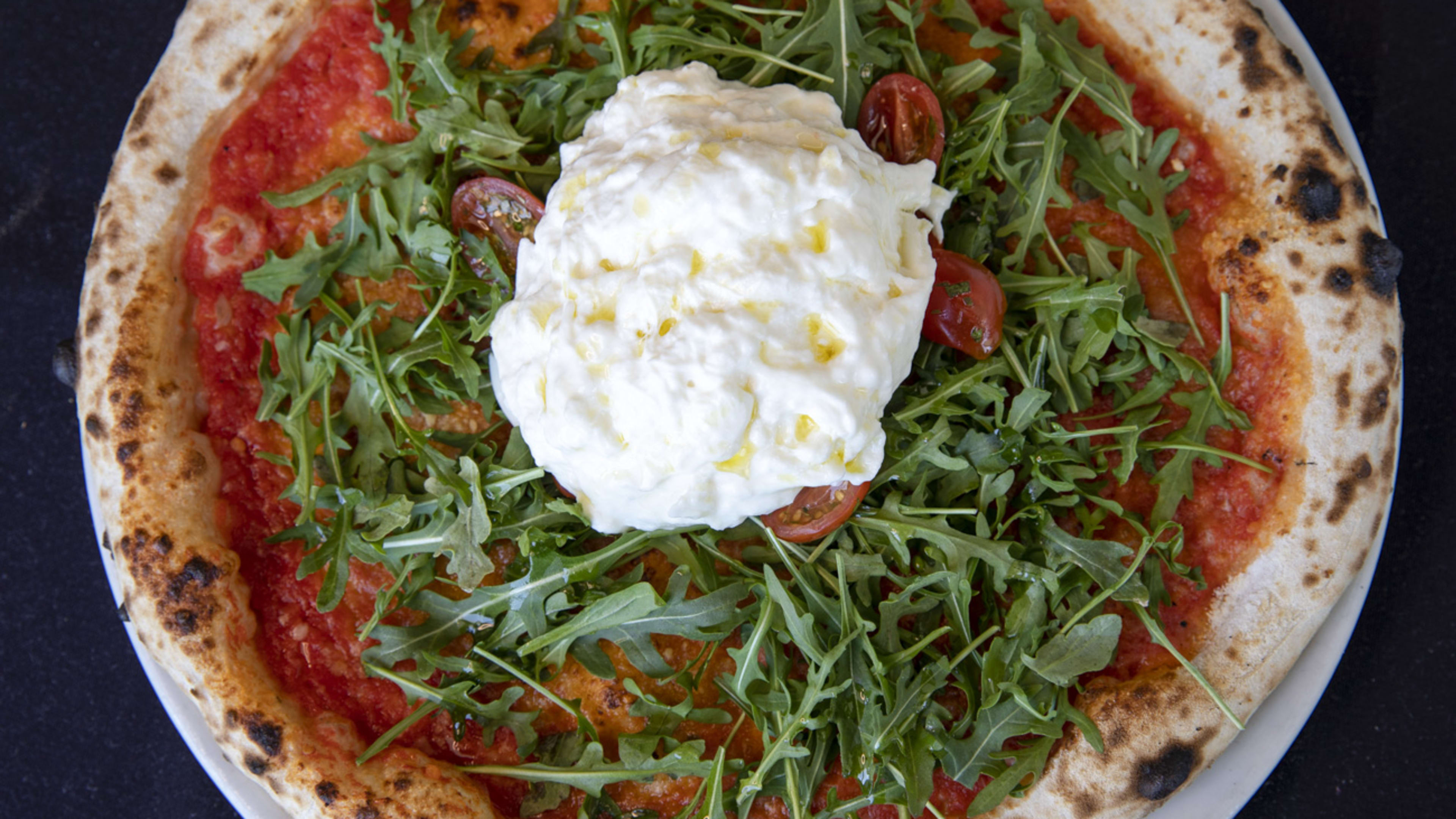 A burrata pizza at Terún in Palo Alto.